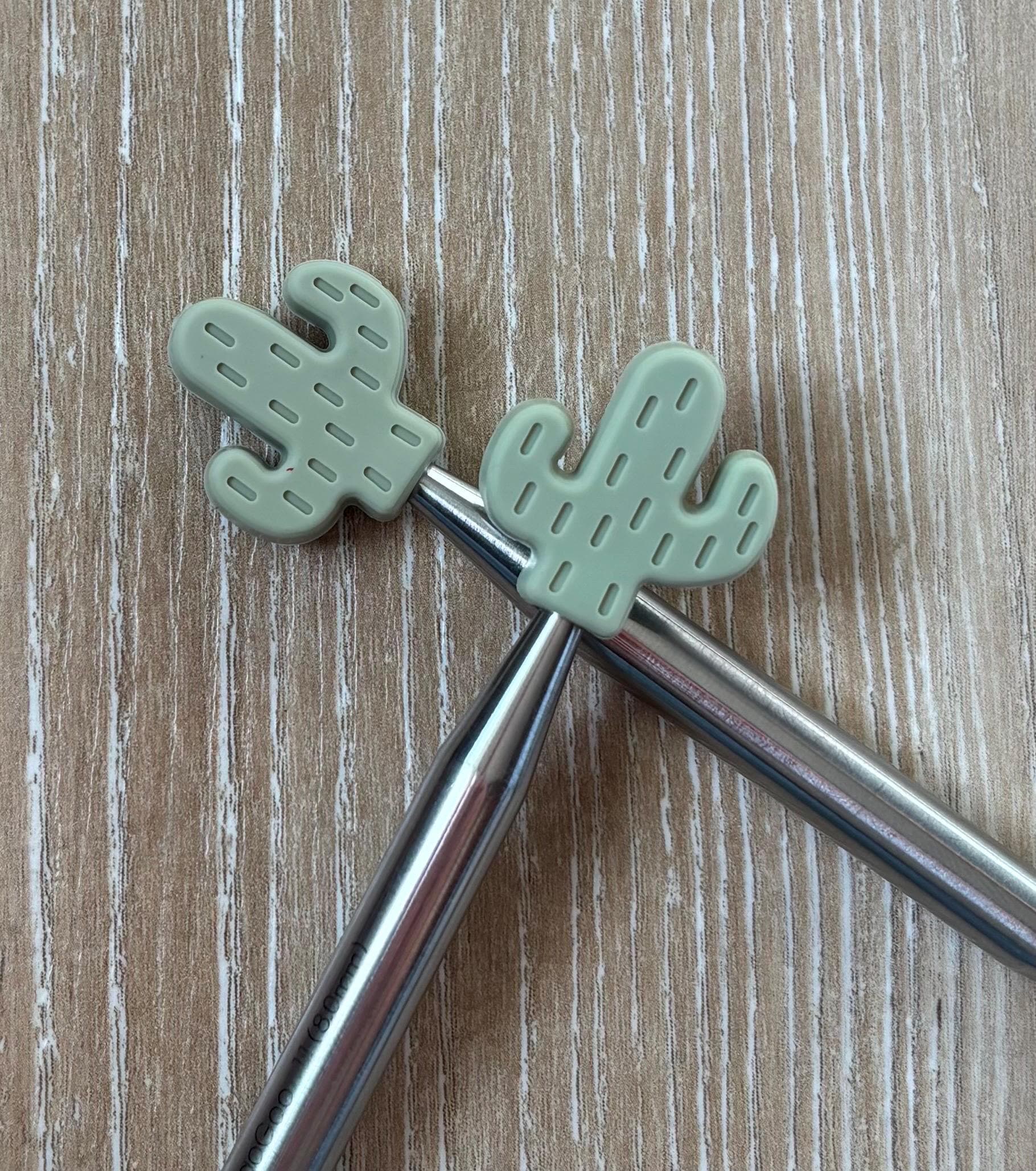 Cactus needle stoppers for knitting needles