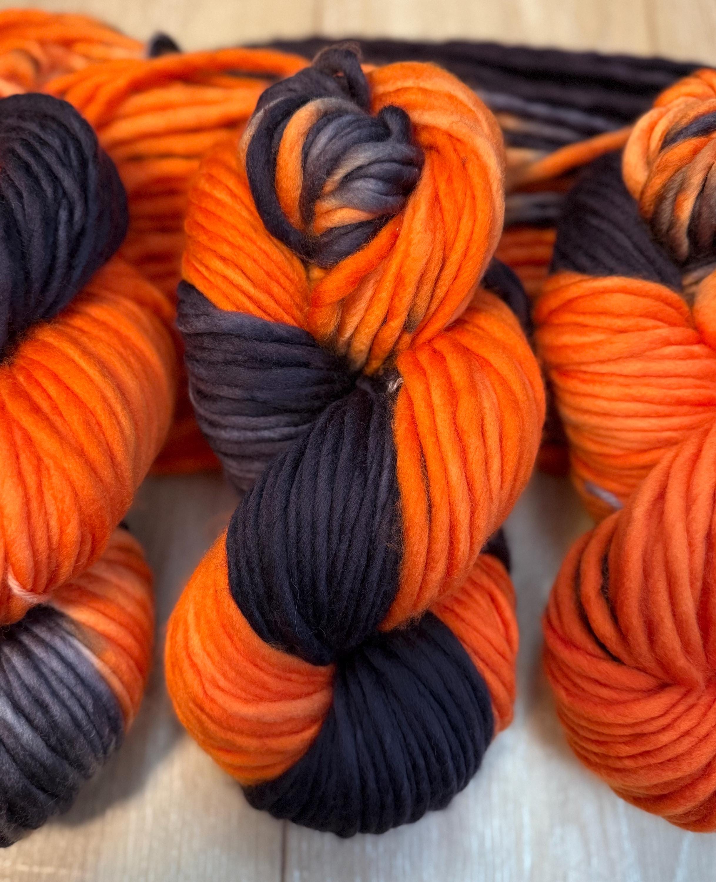 School spirit Orange and black  Hand dyed yarn