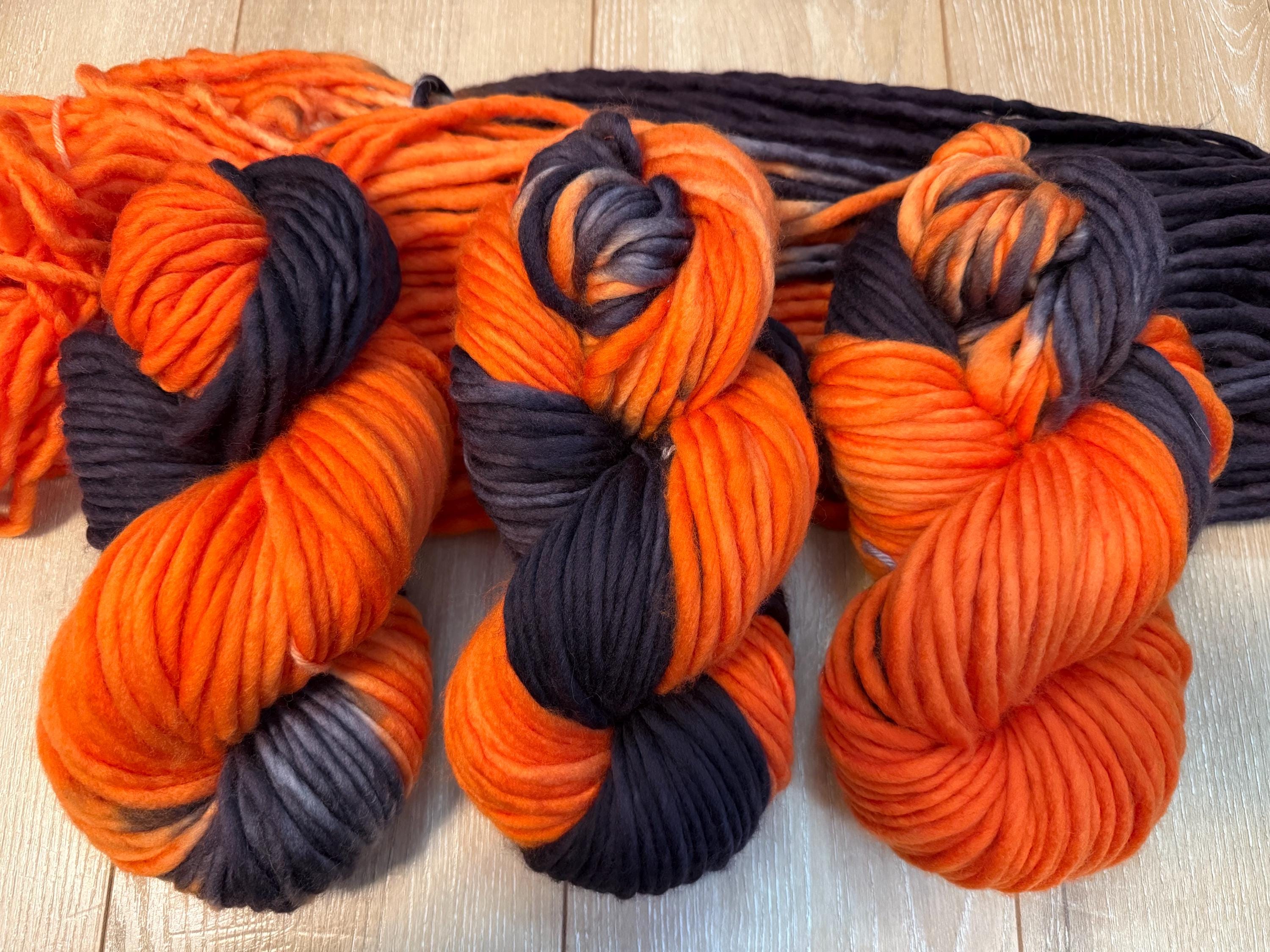 School spirit Orange and black  Hand dyed yarn