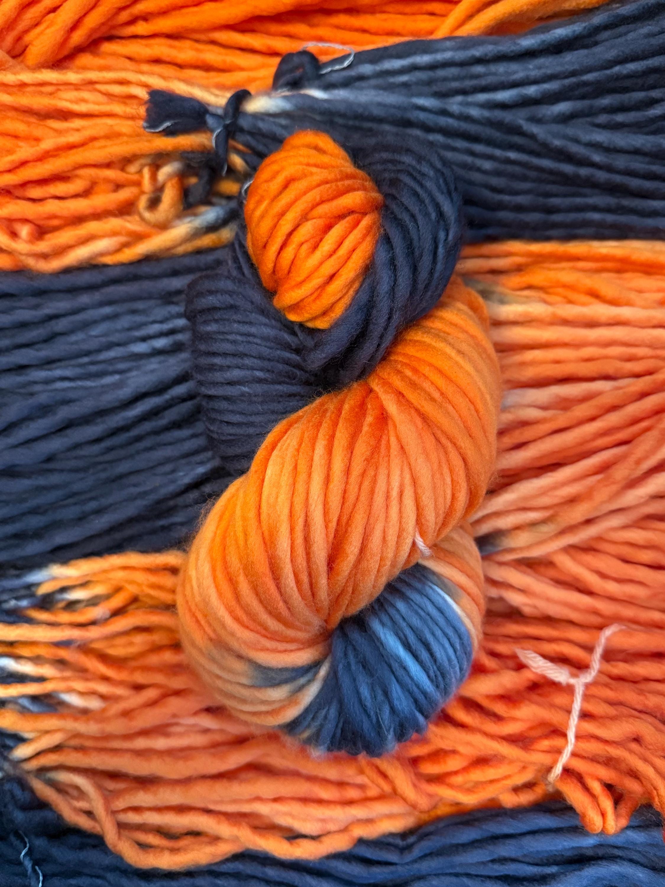 School spirit Orange and black  Hand dyed yarn
