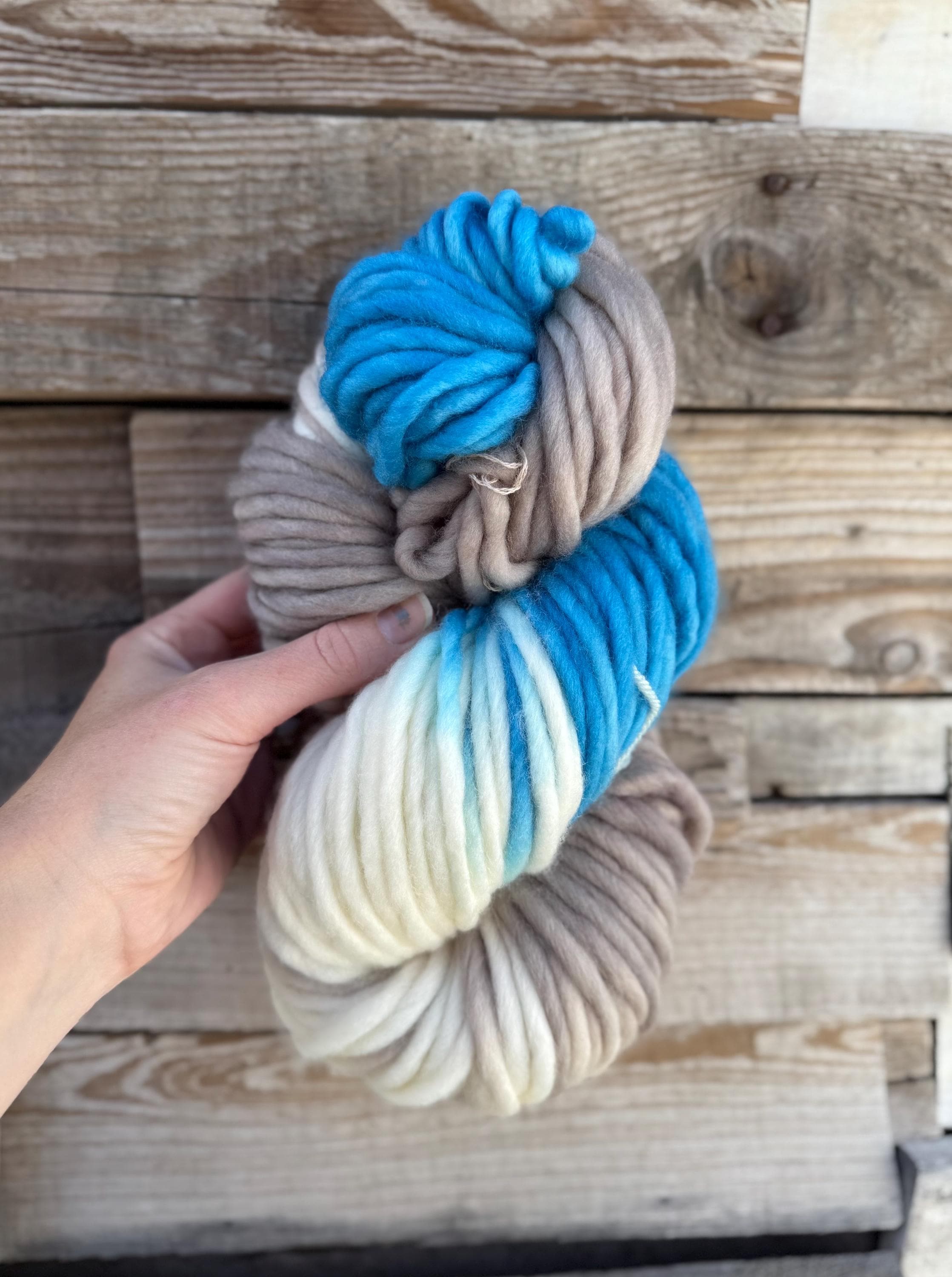 Detroit blue and grey yarn