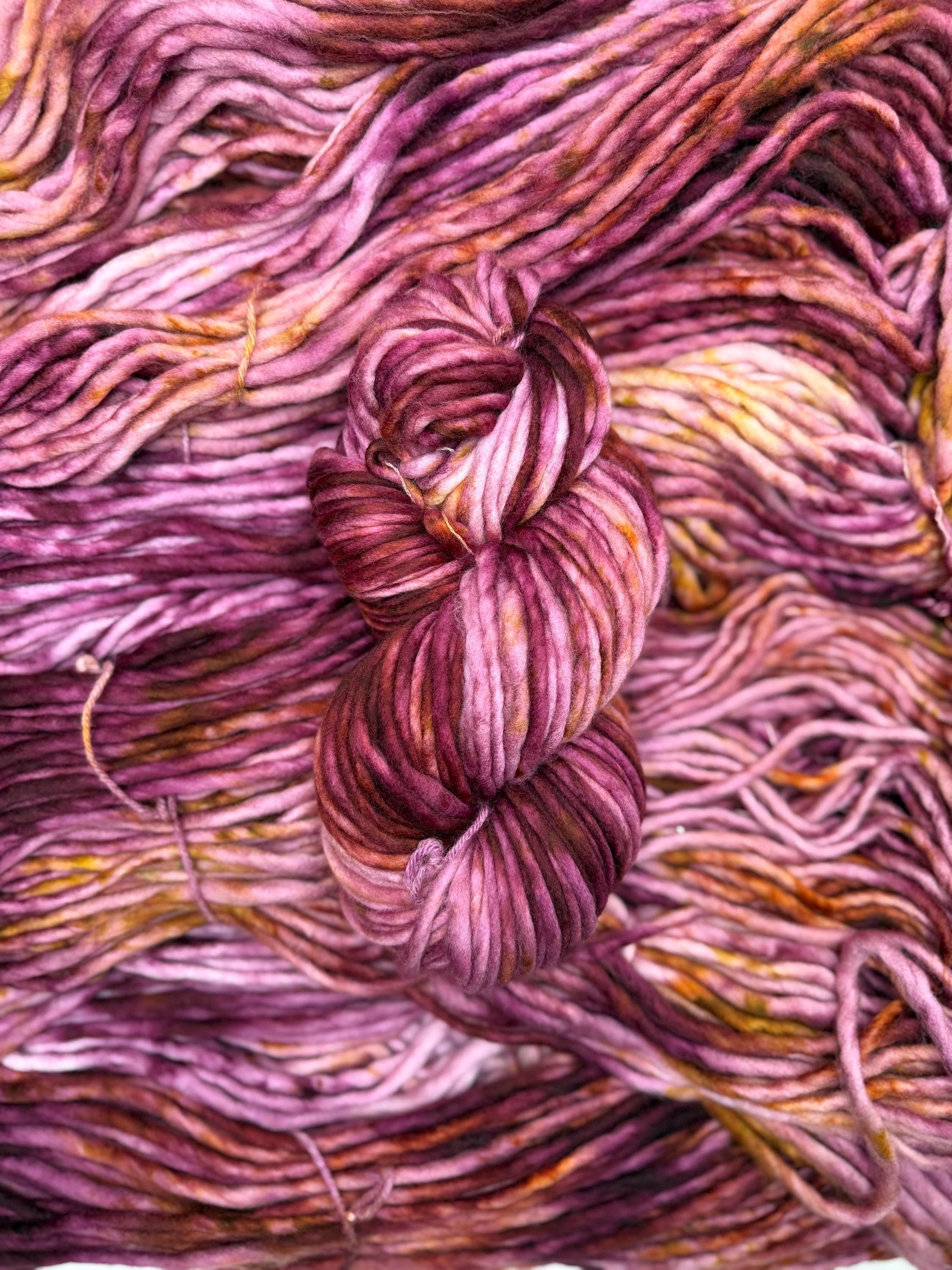 Amuck (oopsie 1) Hand dyed super bulky merino wool yarn
