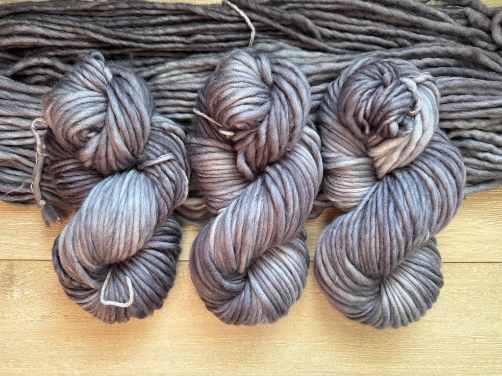 Shades of grey semi solid Hand dyed super bulky merino wool yarn