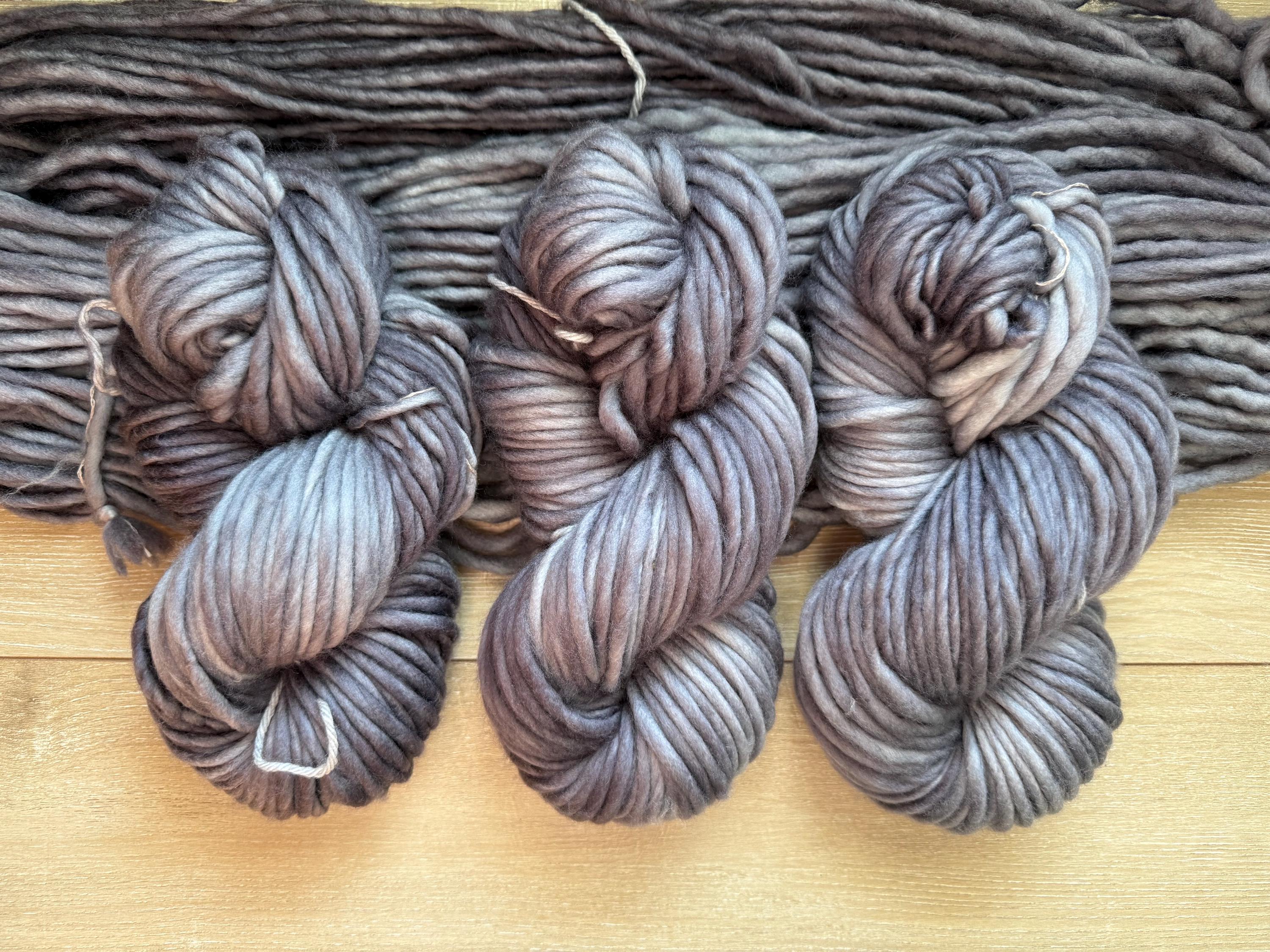 Shades of grey semi solid Hand dyed super bulky merino wool yarn