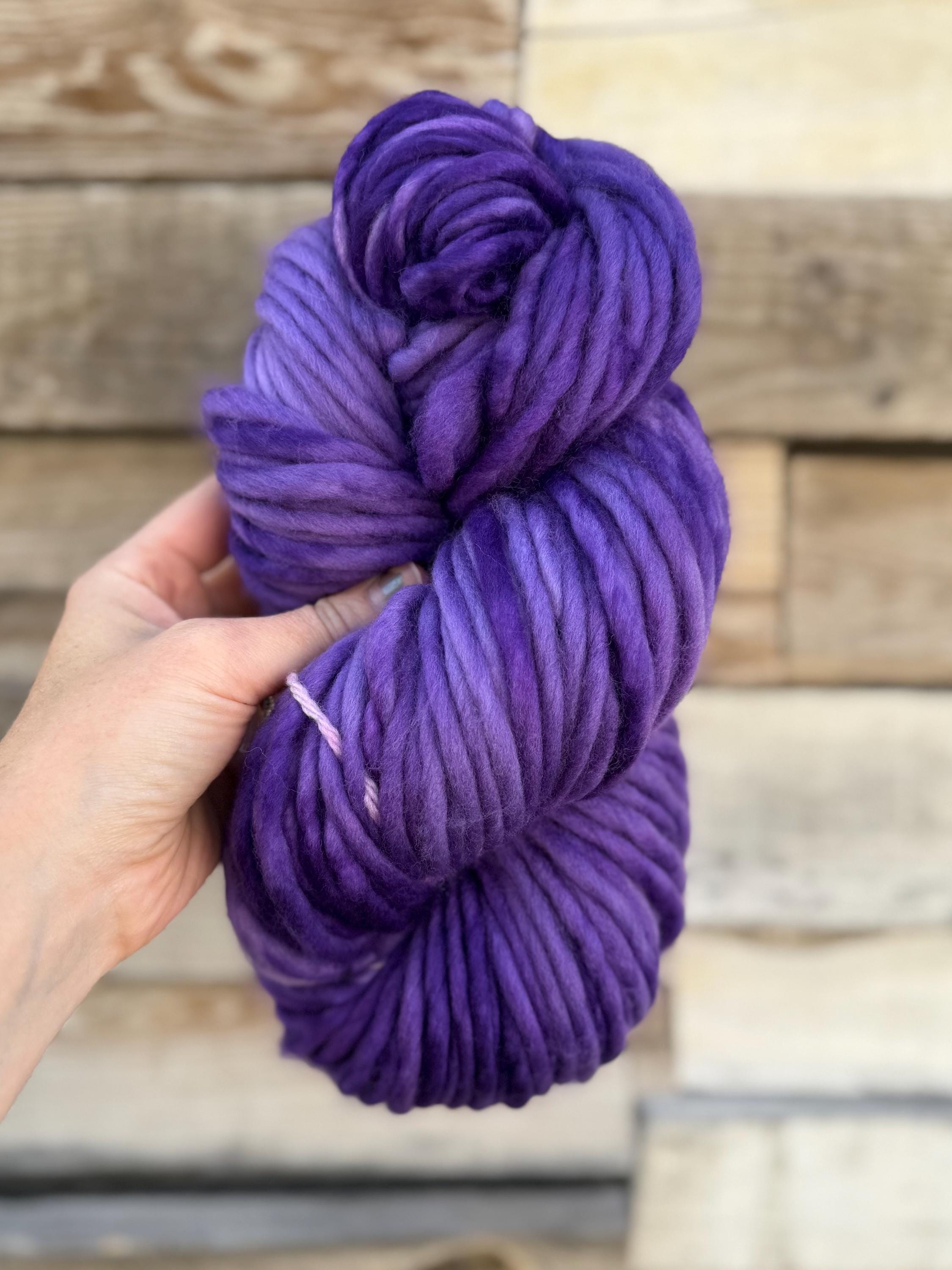 Perfectly purple semi solid Hand dyed super bulky merino wool yarn