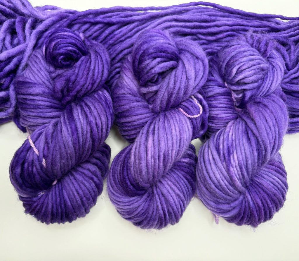 Perfectly purple semi solid Hand dyed super bulky merino wool yarn