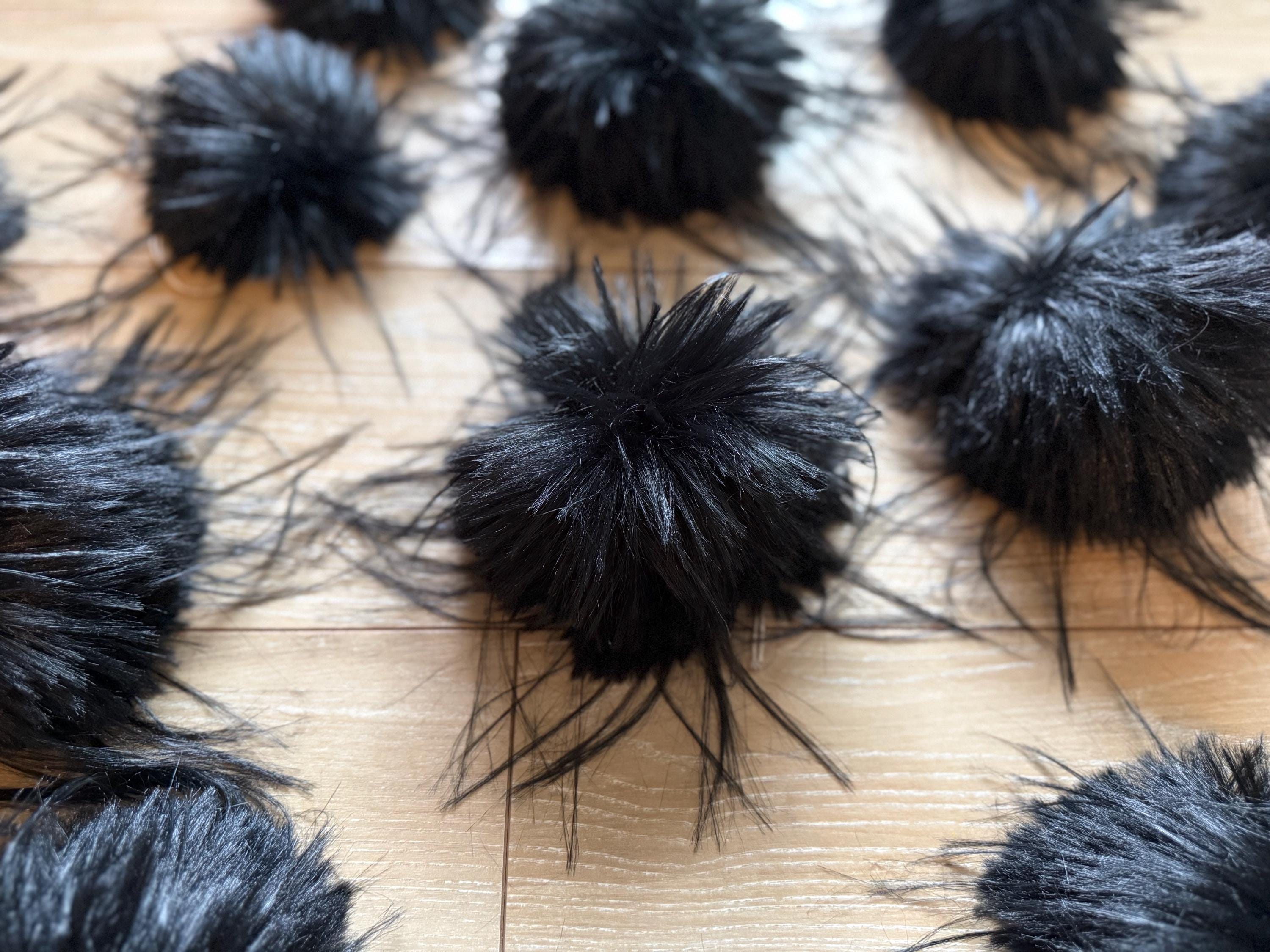 It’s not a phase mom, faux fur, for knit and crochet beanies, small medium large extra large mini super fluffy and soft, pure black