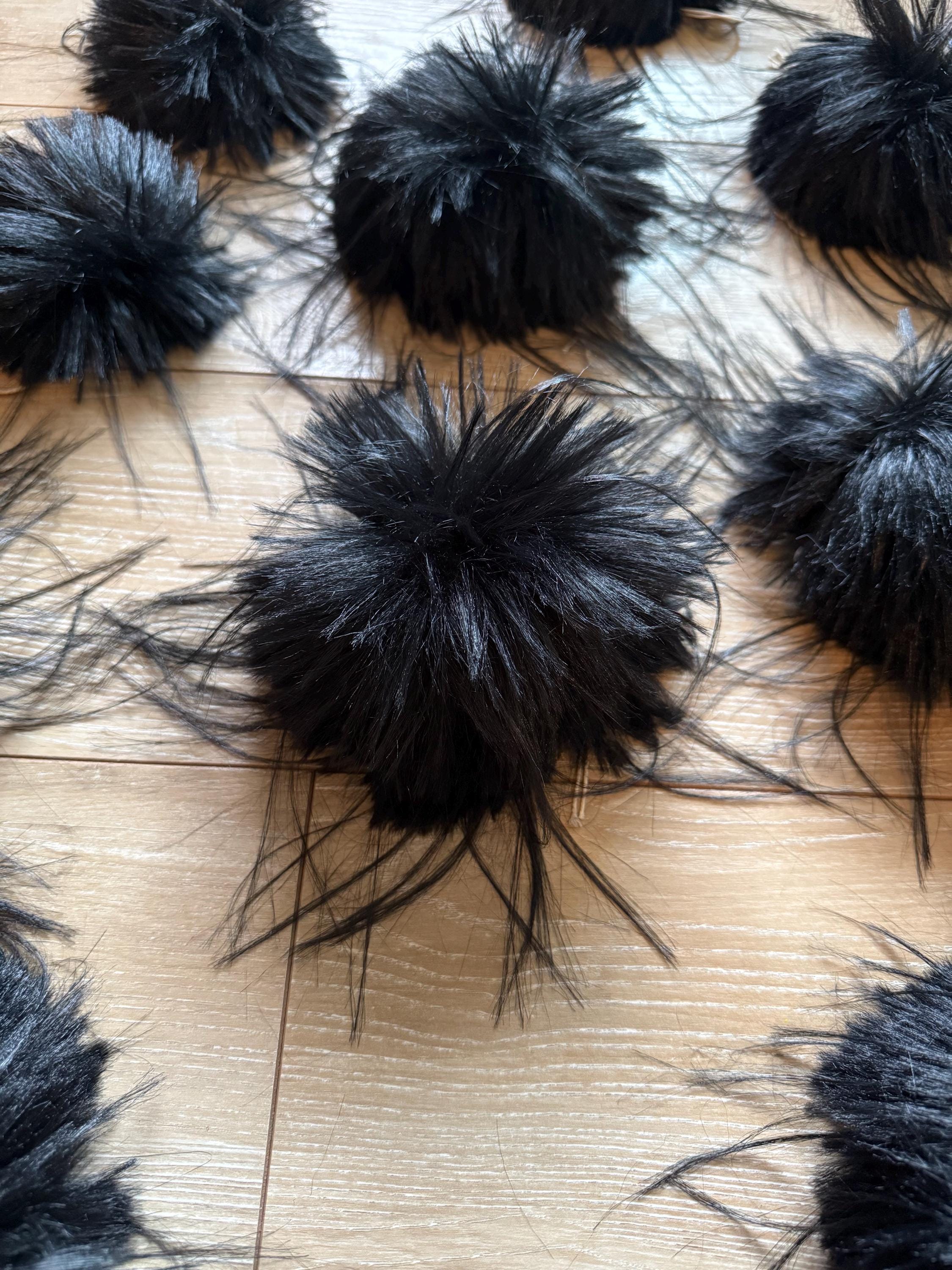 It’s not a phase mom, faux fur, for knit and crochet beanies, small medium large extra large mini super fluffy and soft, pure black