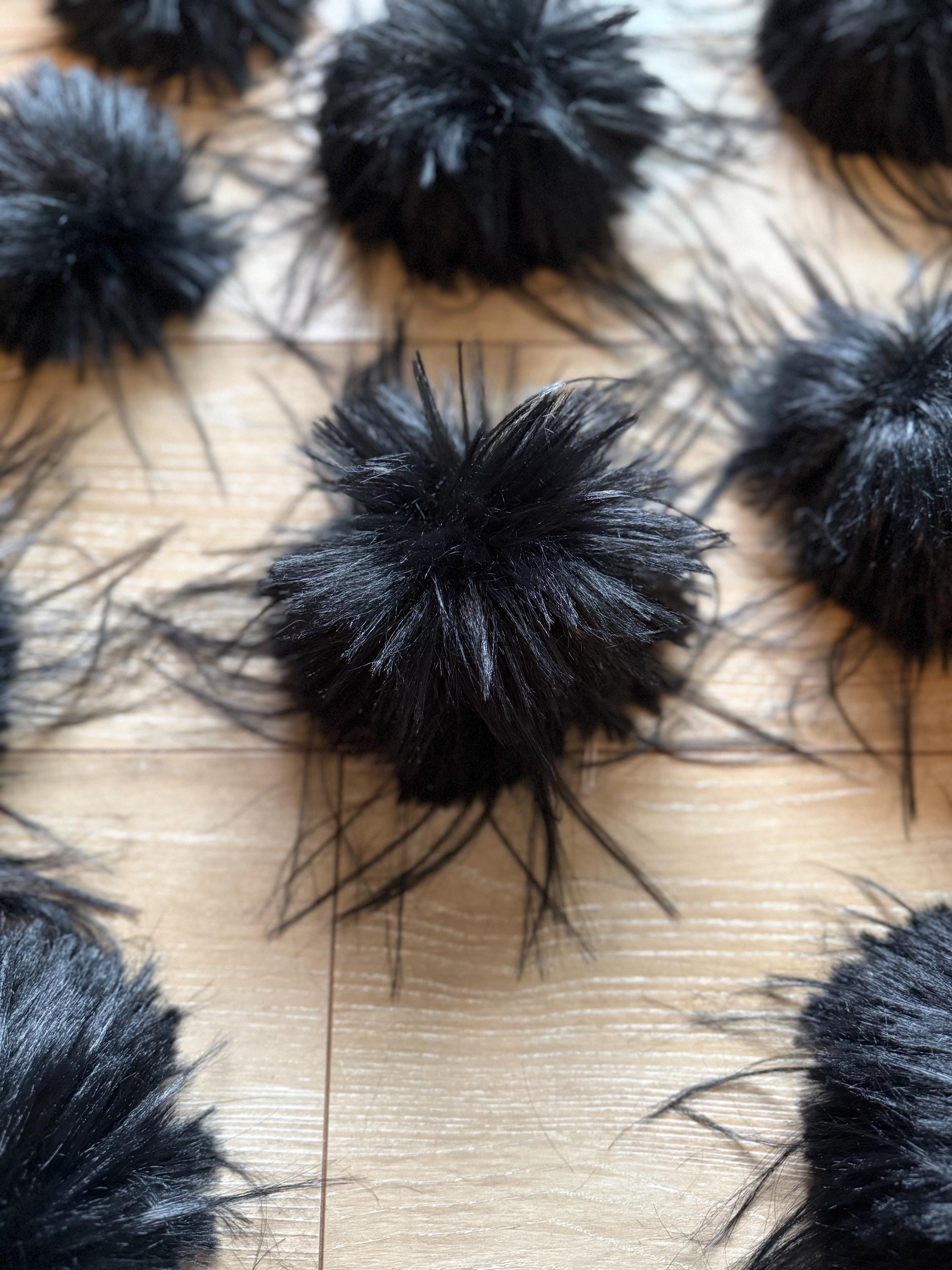 It’s not a phase mom, faux fur, for knit and crochet beanies, small medium large extra large mini super fluffy and soft, pure black