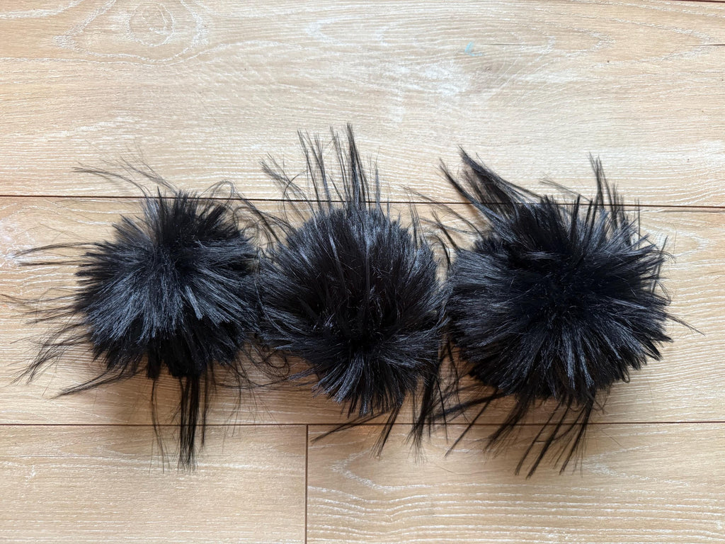 It’s not a phase mom, faux fur, for knit and crochet beanies, small medium large extra large mini super fluffy and soft, pure black