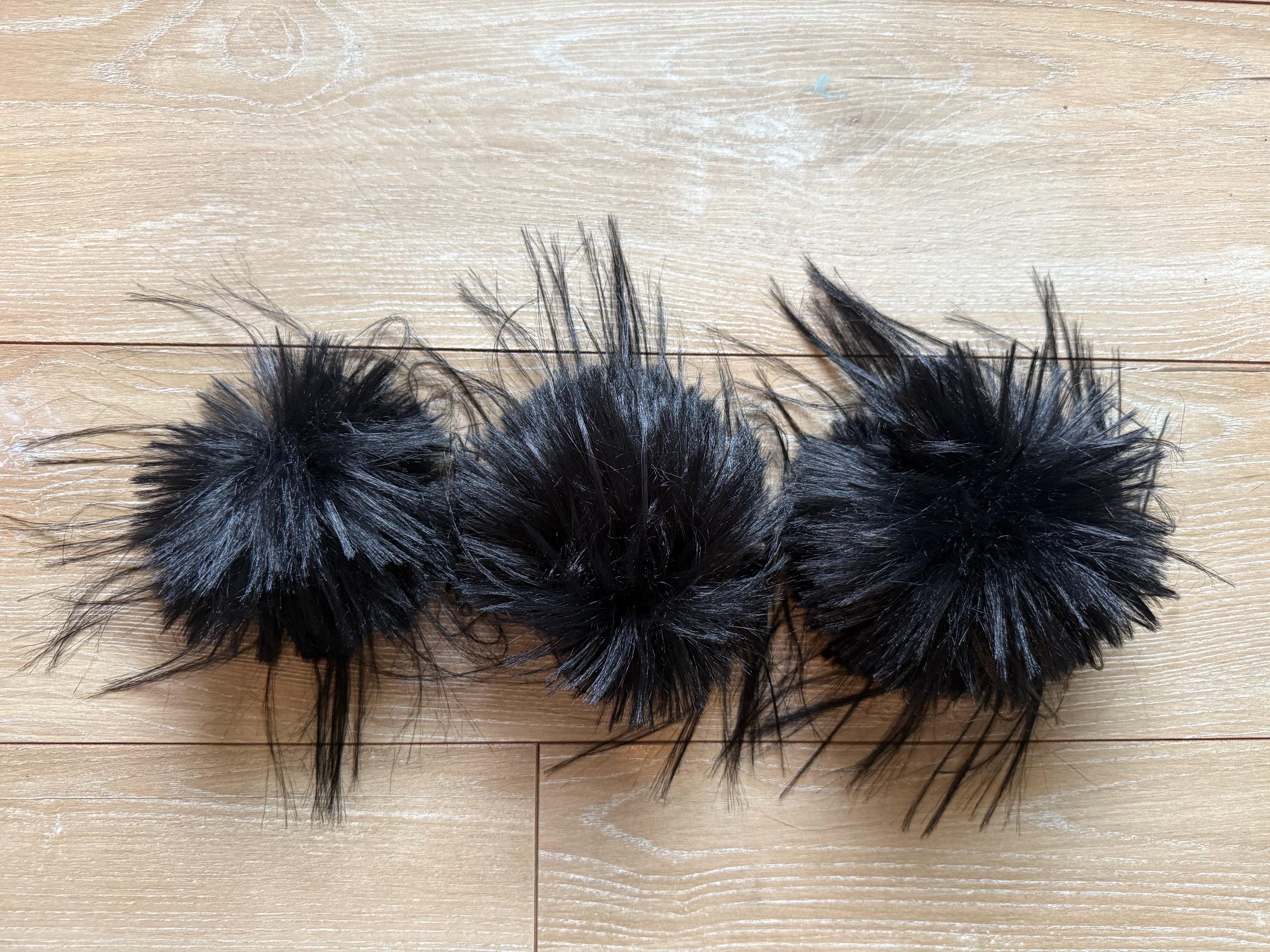 It’s not a phase mom, faux fur, for knit and crochet beanies, small medium large extra large mini super fluffy and soft, pure black