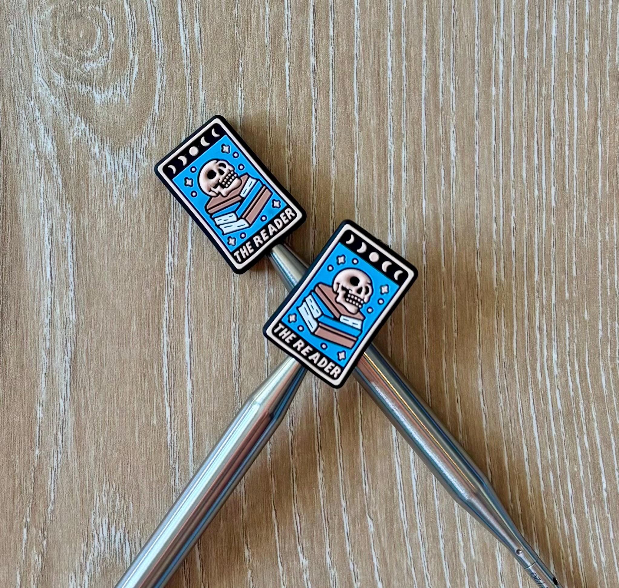 Book needle stoppers for knitting needles