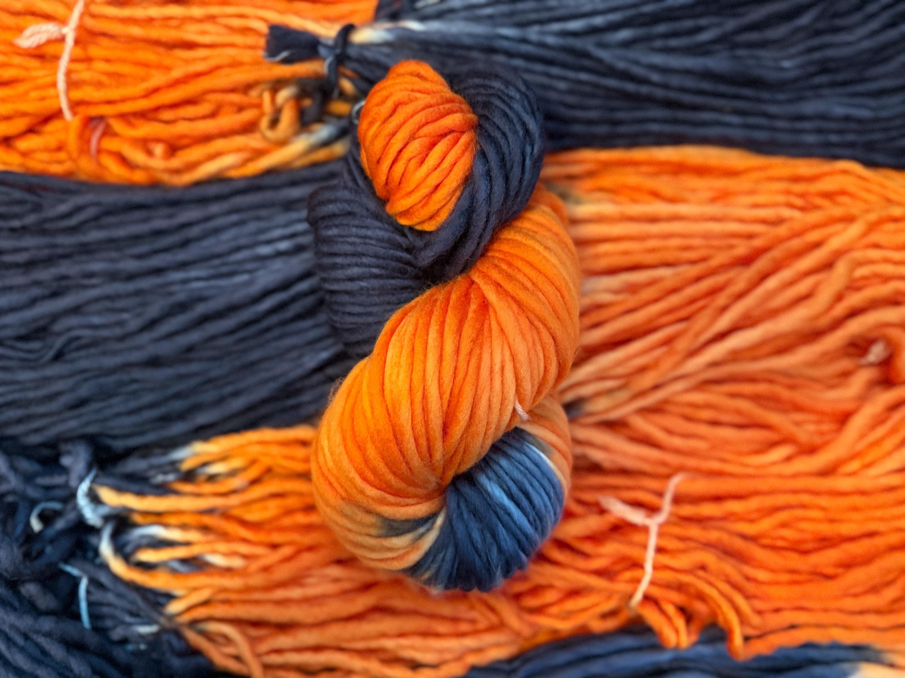School spirit Orange and black  Hand dyed yarn