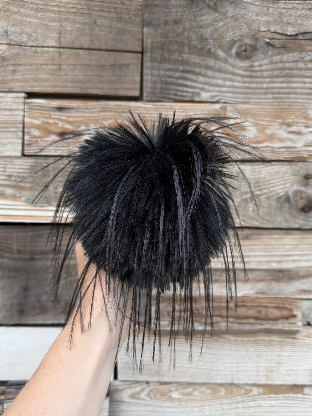 It’s not a phase mom, faux fur, for knit and crochet beanies, small medium large extra large mini super fluffy and soft, pure black
