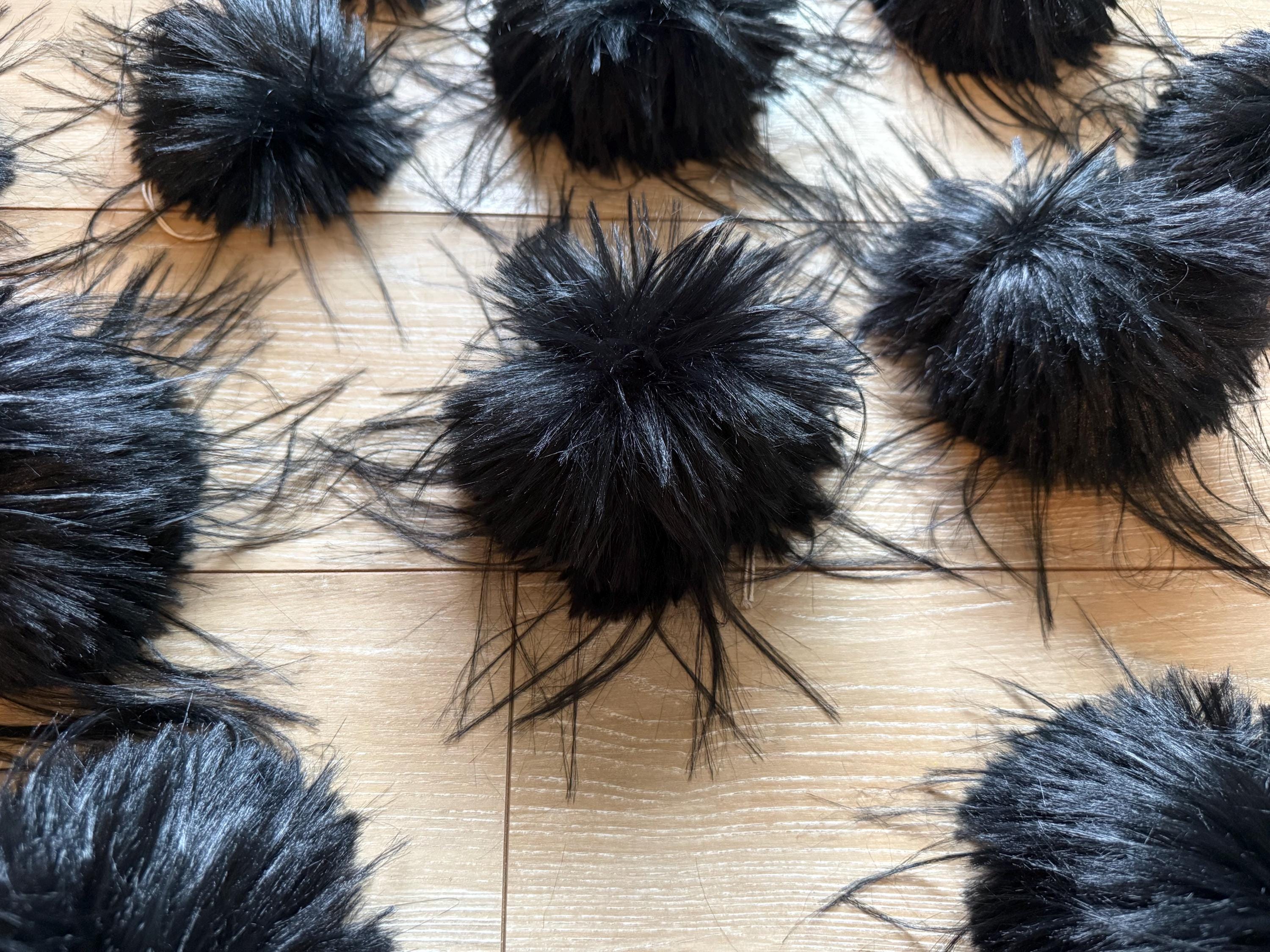 It’s not a phase mom, faux fur, for knit and crochet beanies, small medium large extra large mini super fluffy and soft, pure black
