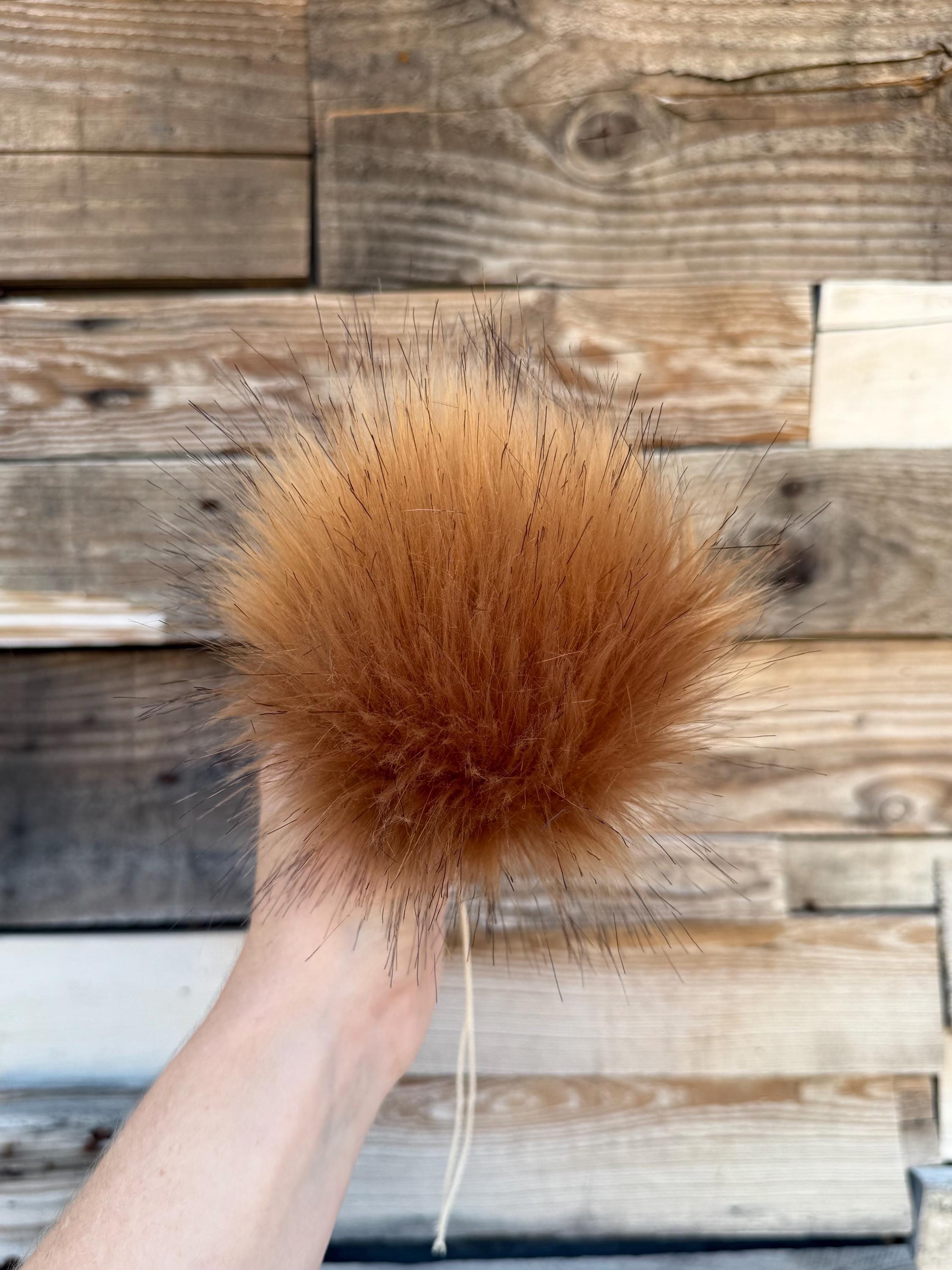 Cocoa powder Faux fur Pom Pom