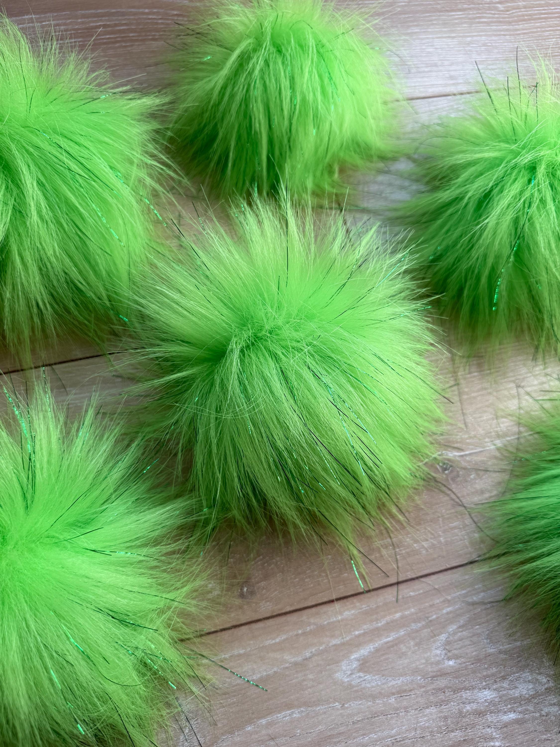 Lime tinsel long Pom Pom
