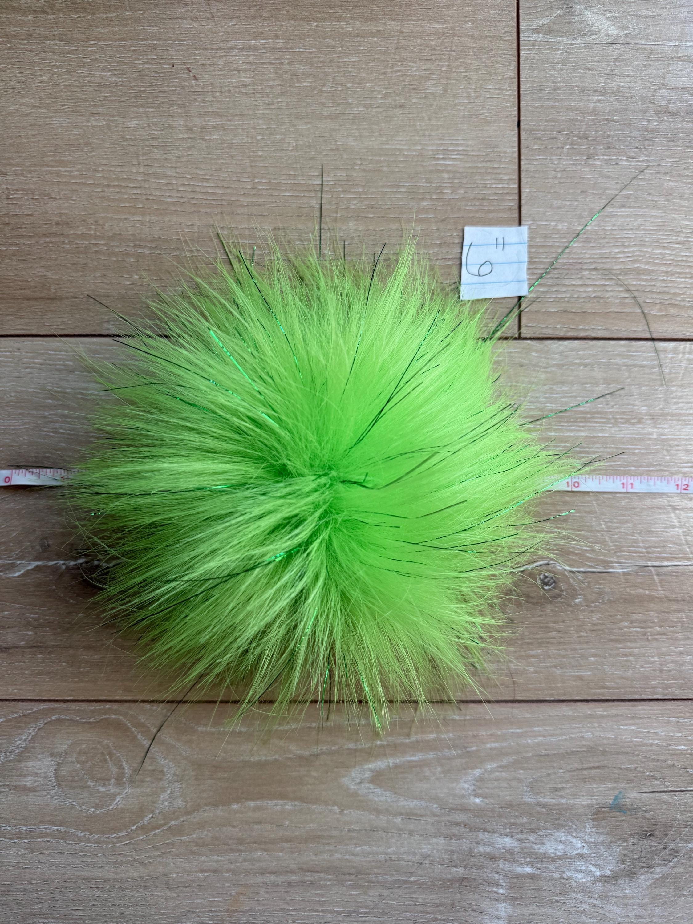 Lime tinsel long Pom Pom