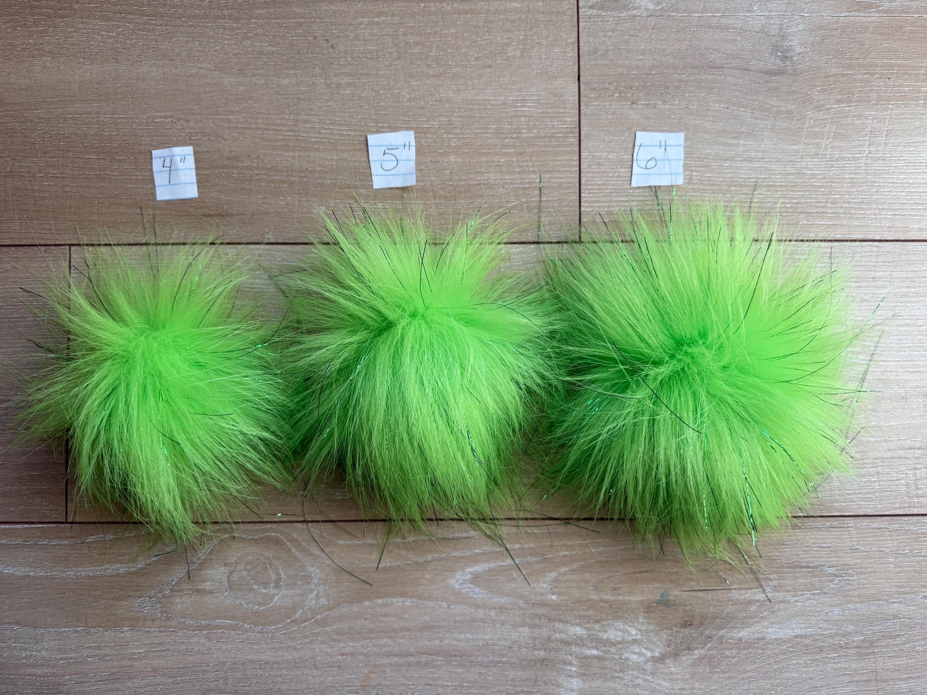 Lime tinsel long Pom Pom