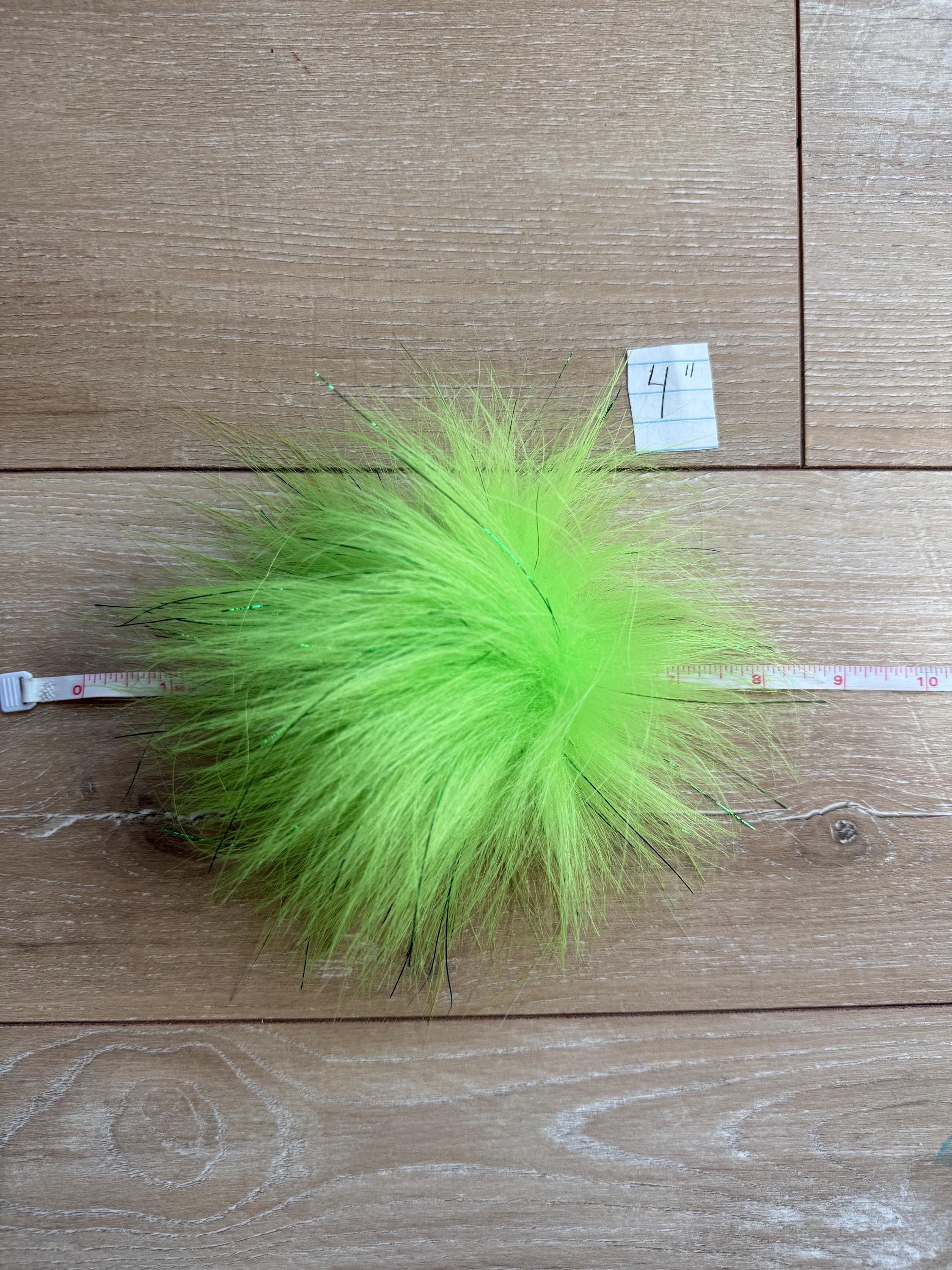 Lime tinsel long Pom Pom