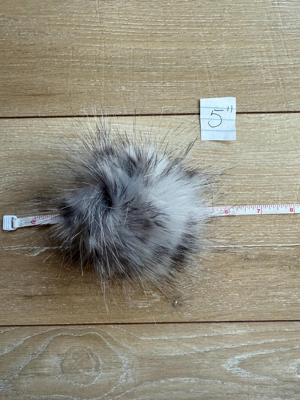 Grey Cheetah Faux fur Pom Pom