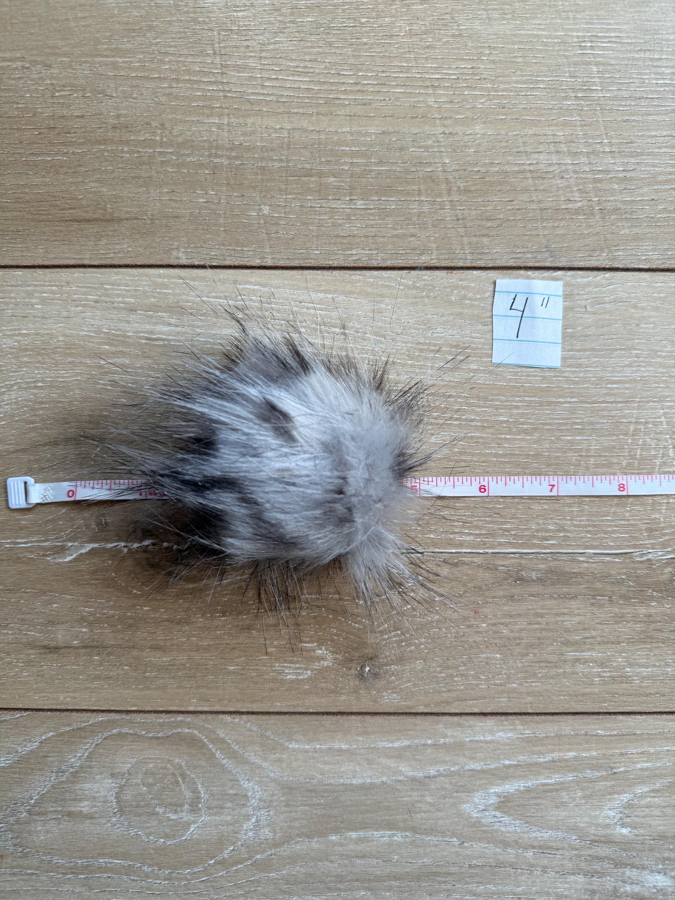 Grey Cheetah Faux fur Pom Pom
