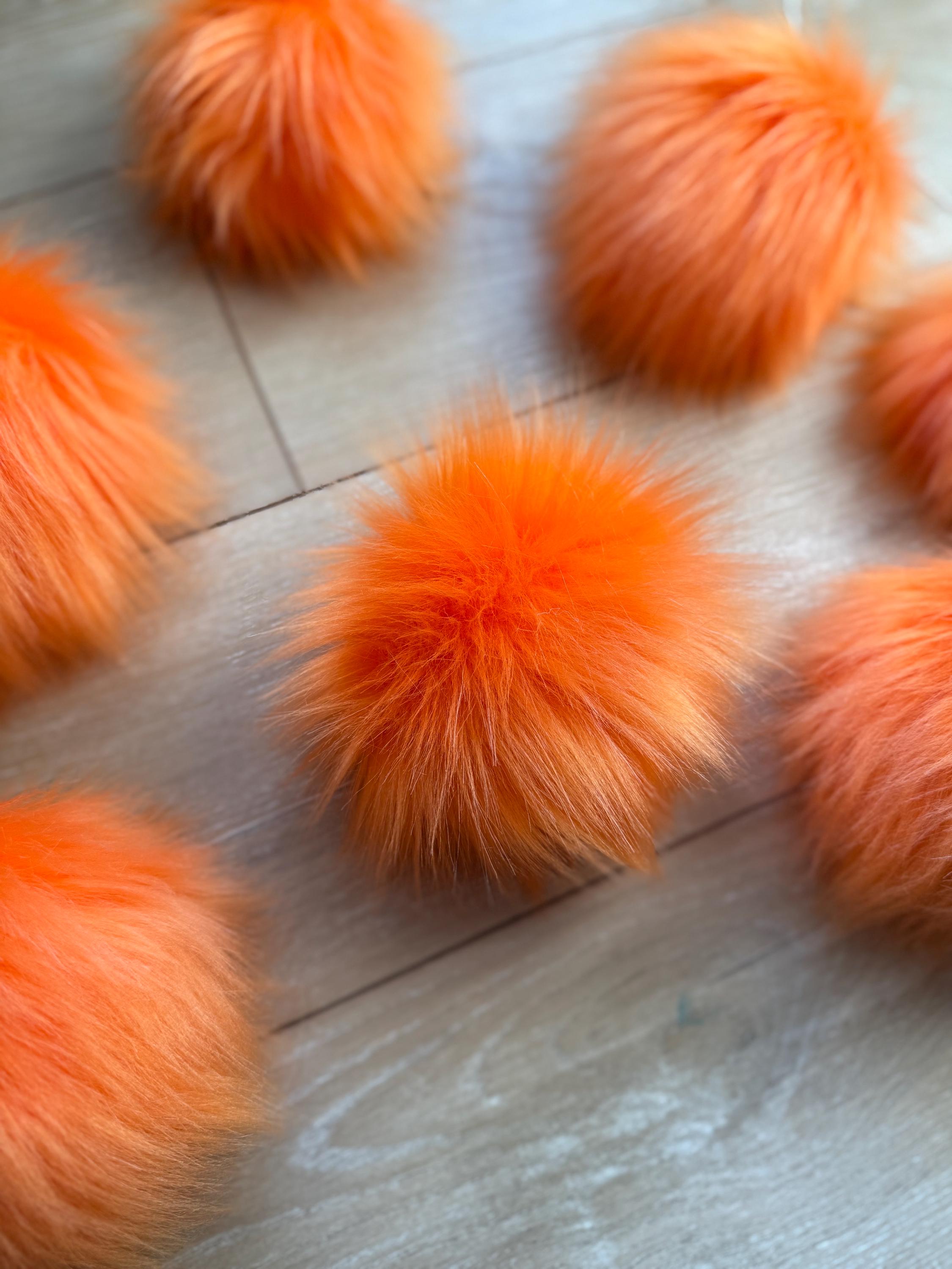Orange Pom faux fur pom pom