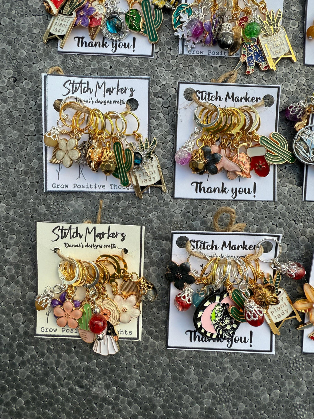 10 random Stitch markers, crochet, knit, gold plated, with round clasp, surprise pack, cute, knitting, open and close, silver plated