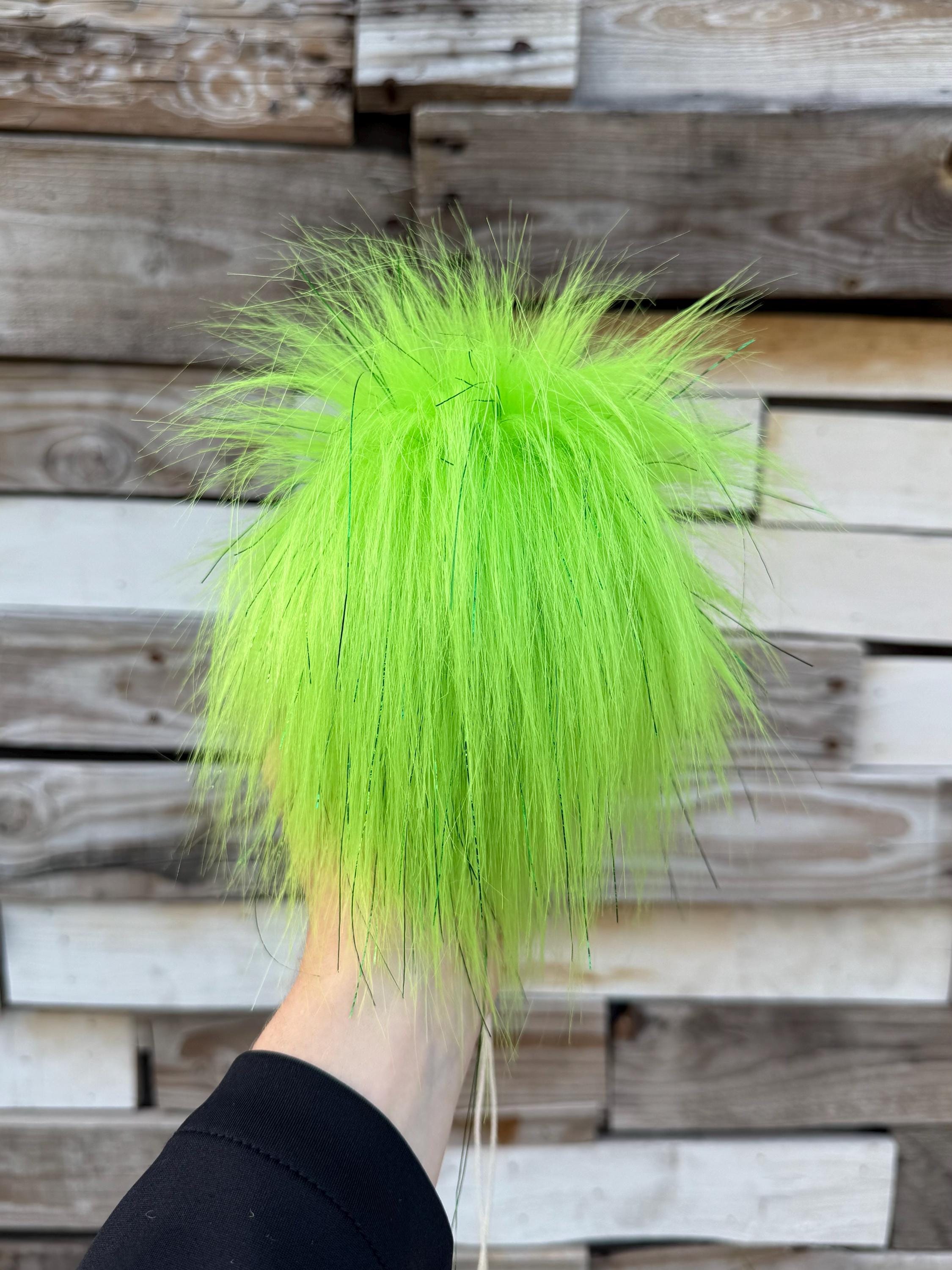 Lime tinsel long Pom Pom