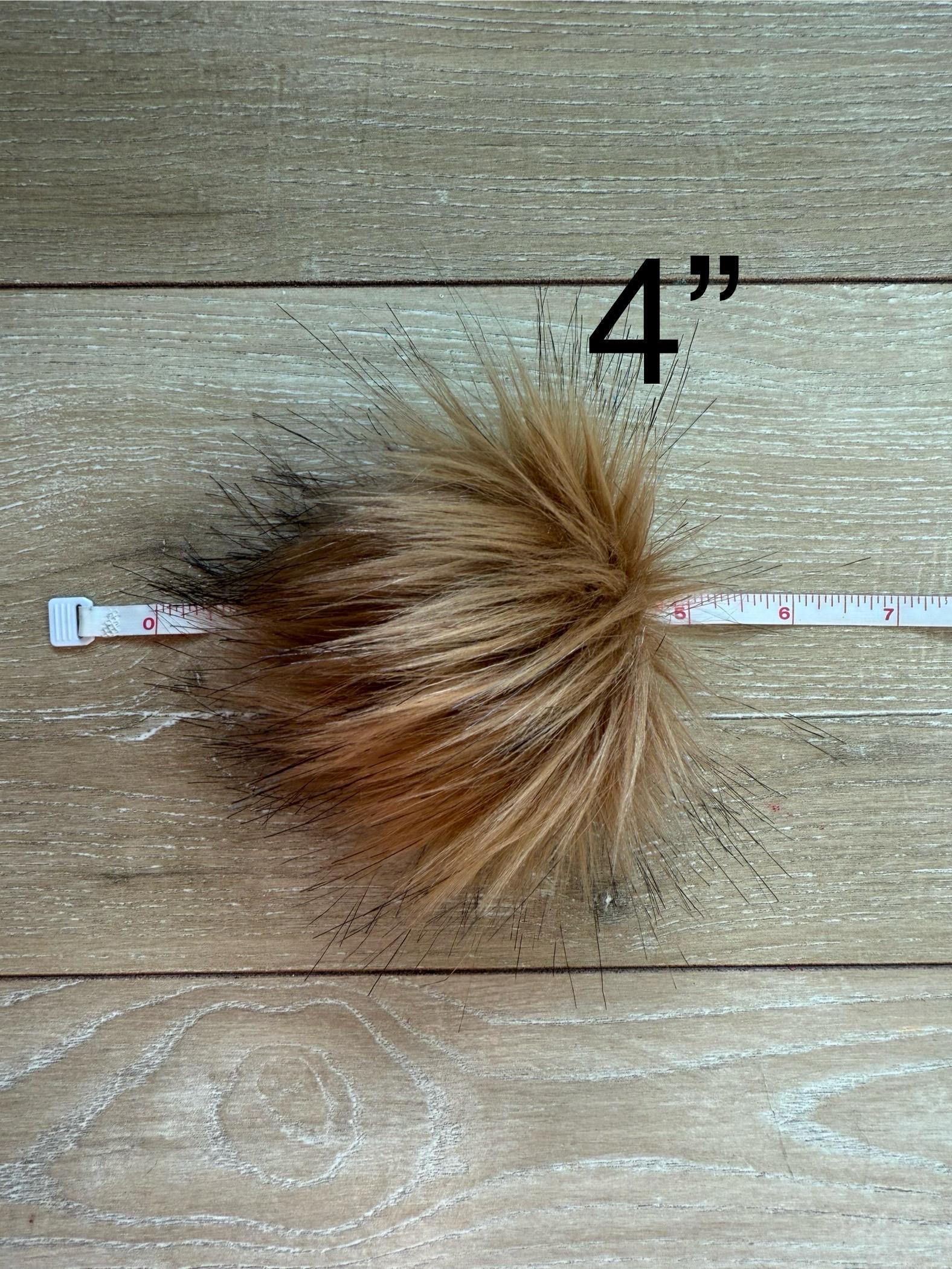 Cocoa powder Faux fur Pom Pom