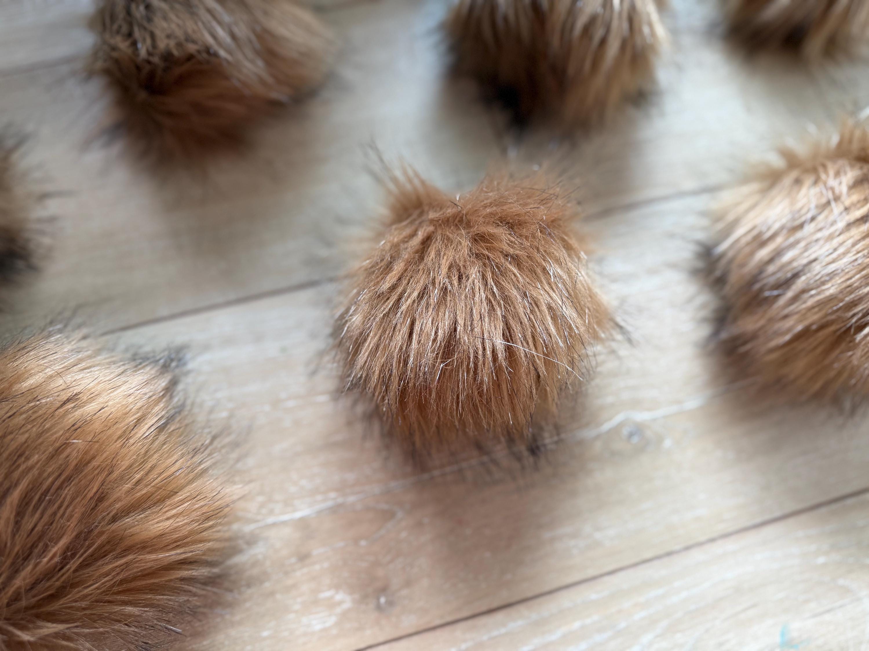 Cocoa powder Faux fur Pom Pom