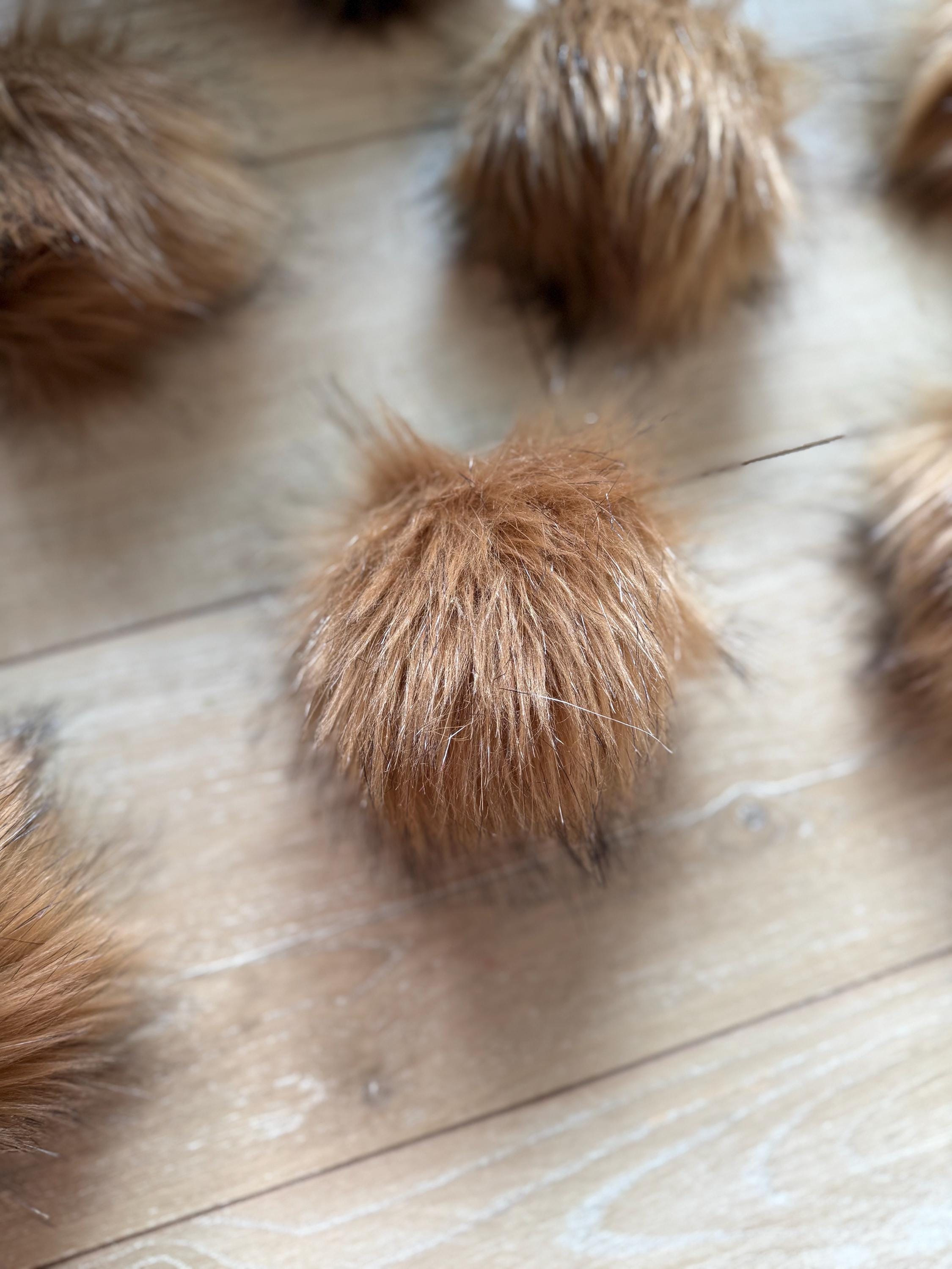 Cocoa powder Faux fur Pom Pom