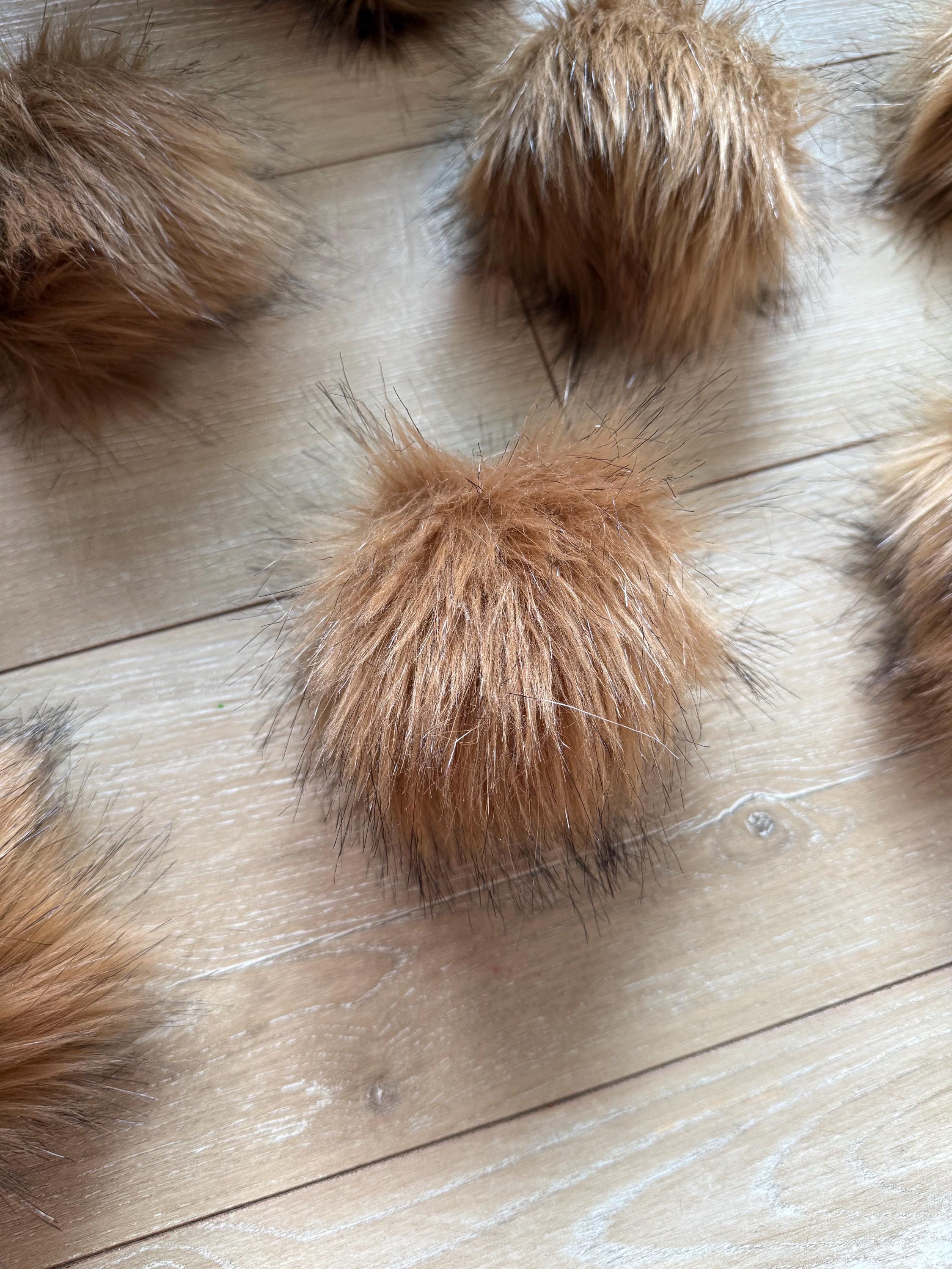 Cocoa powder Faux fur Pom Pom