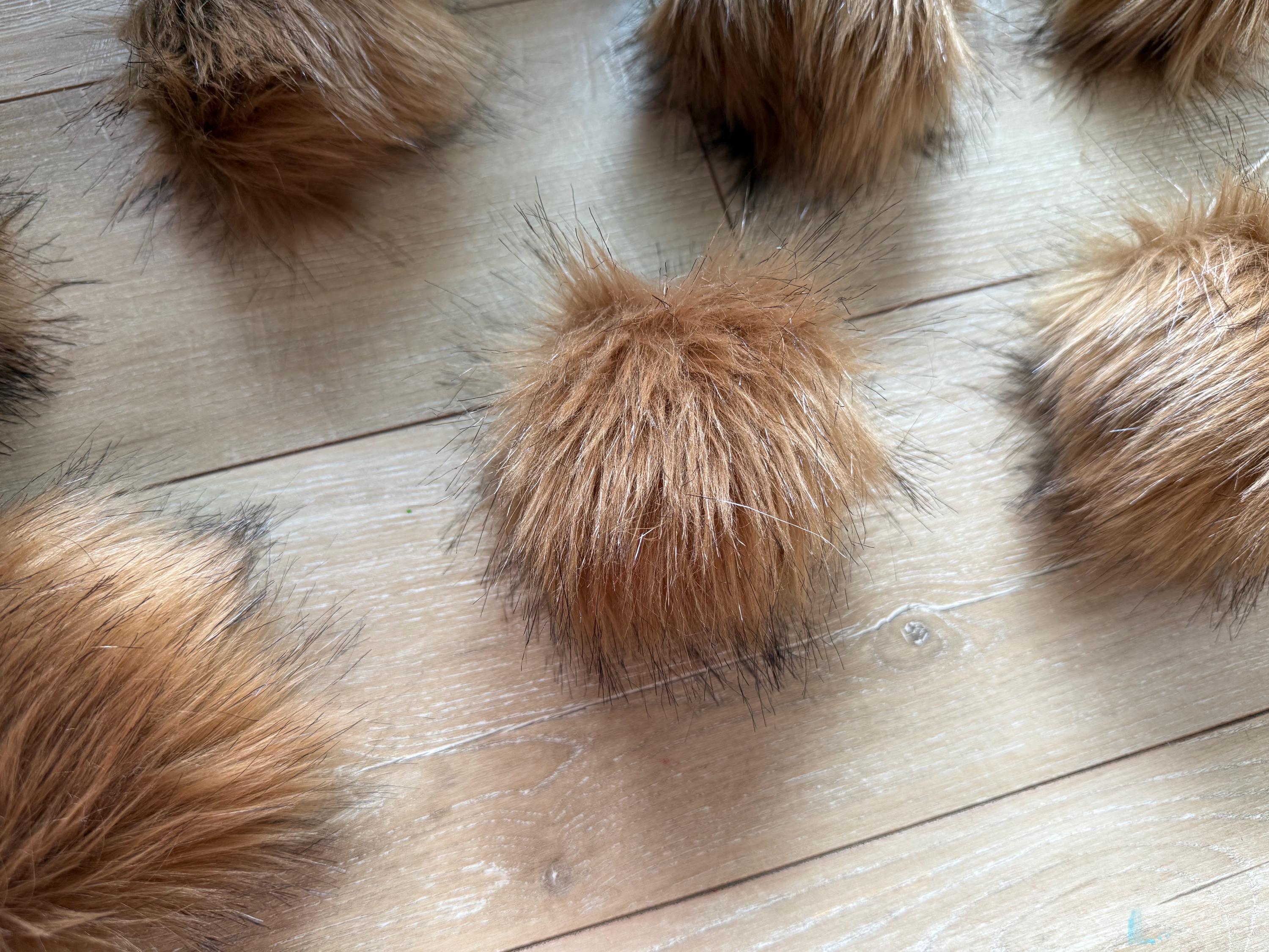 Cocoa powder Faux fur Pom Pom