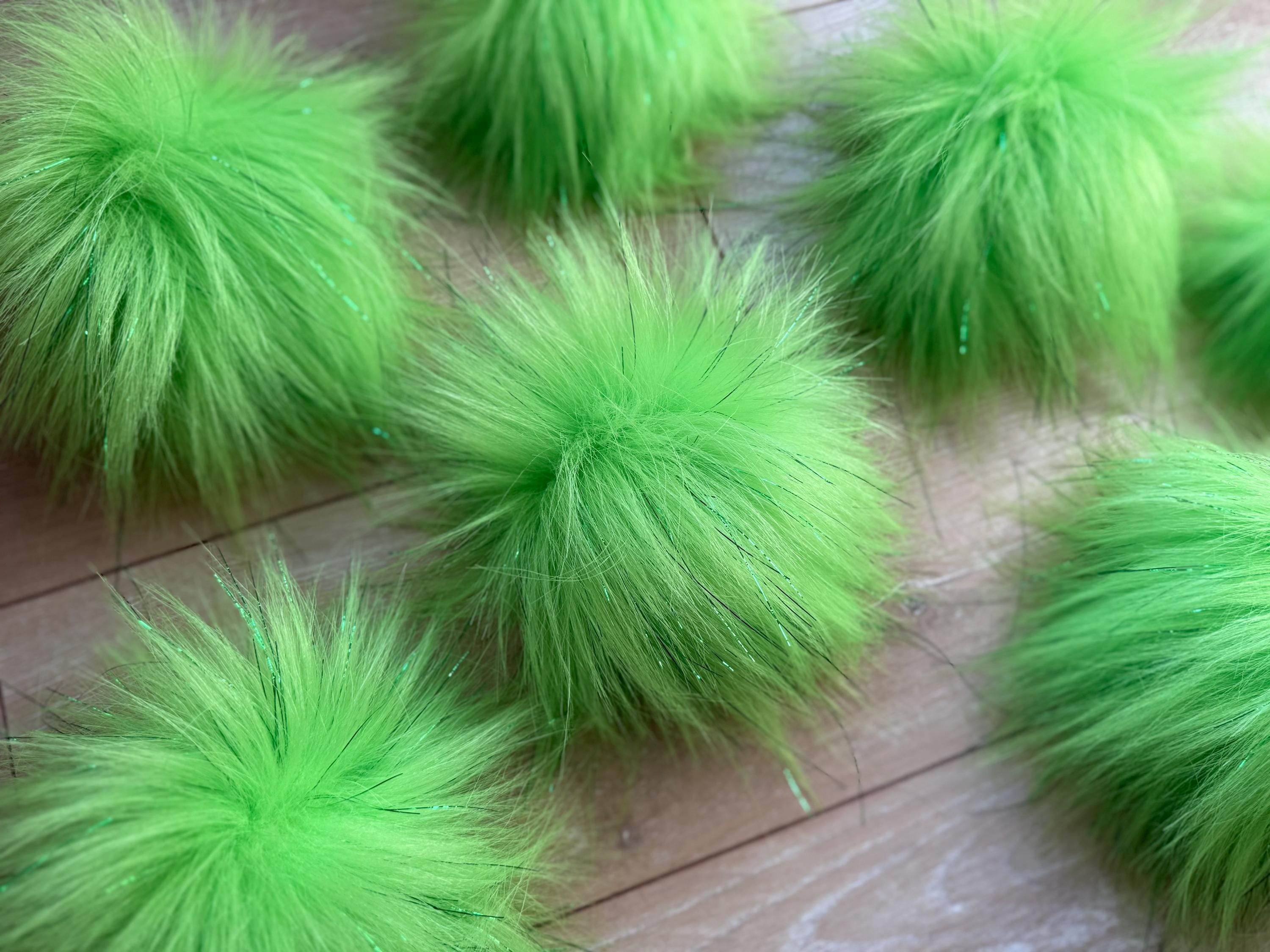 Lime tinsel long Pom Pom