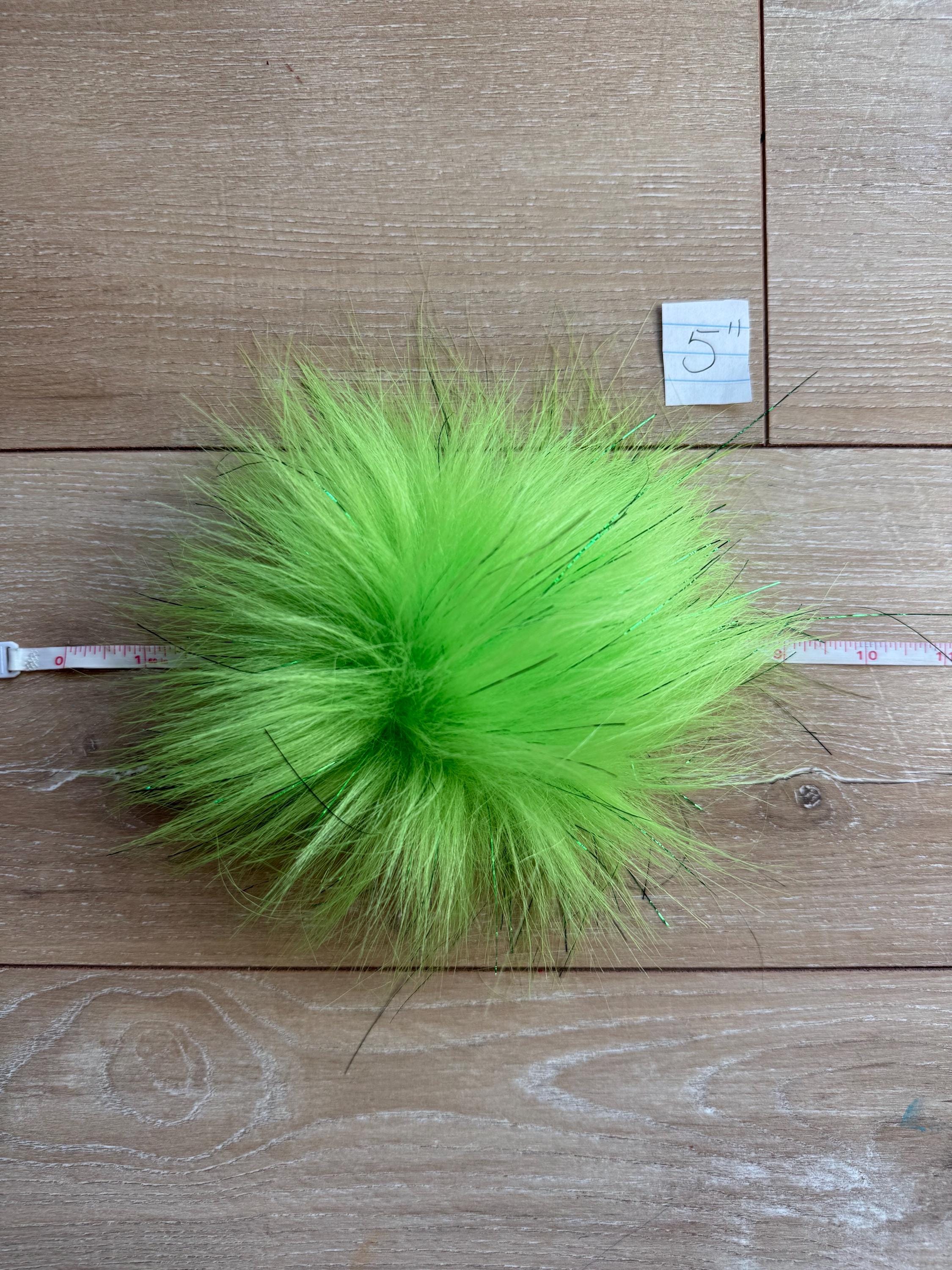 Lime tinsel long Pom Pom