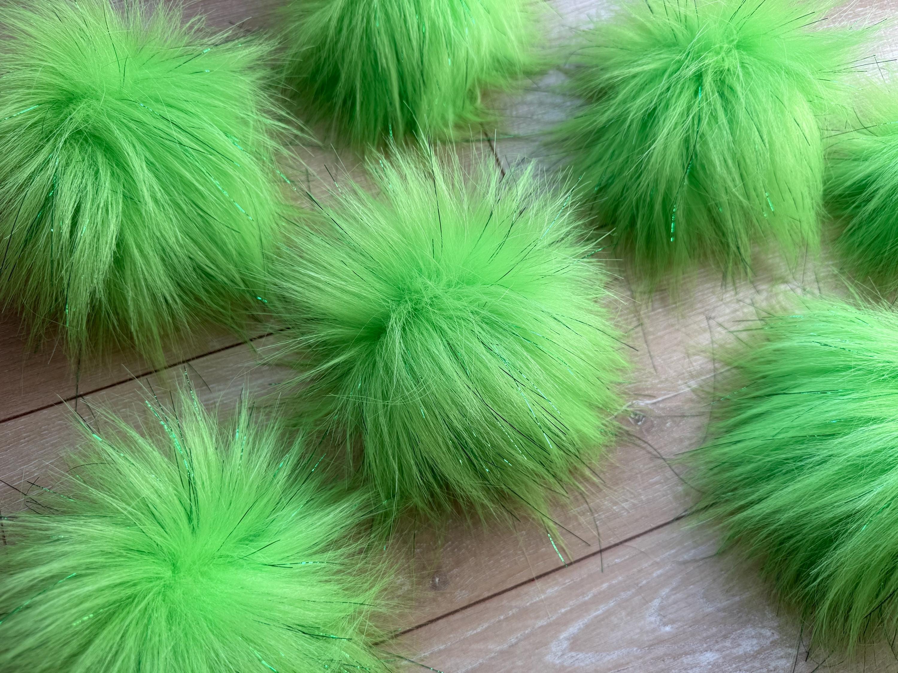 Lime tinsel long Pom Pom