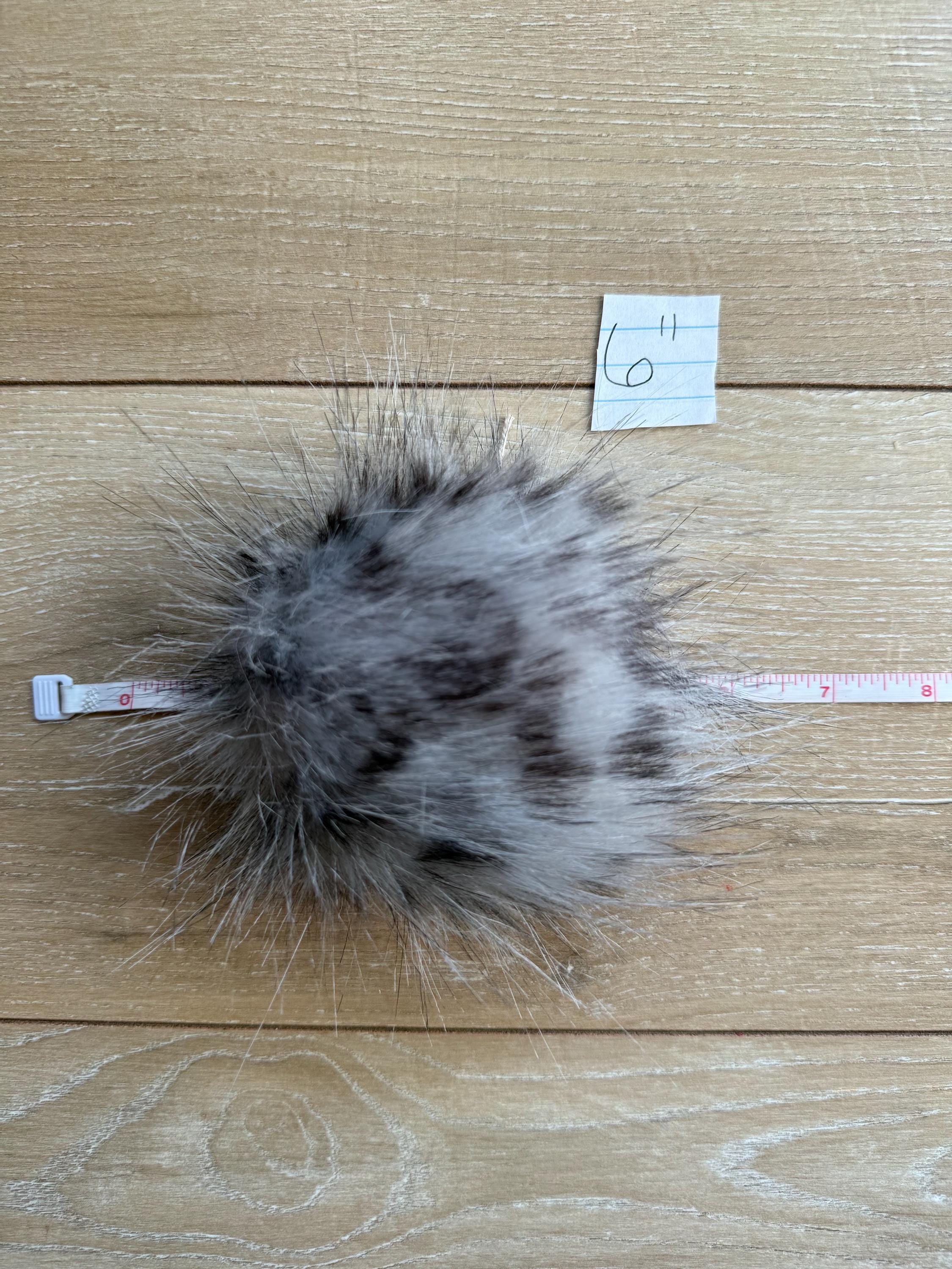 Grey Cheetah Faux fur Pom Pom