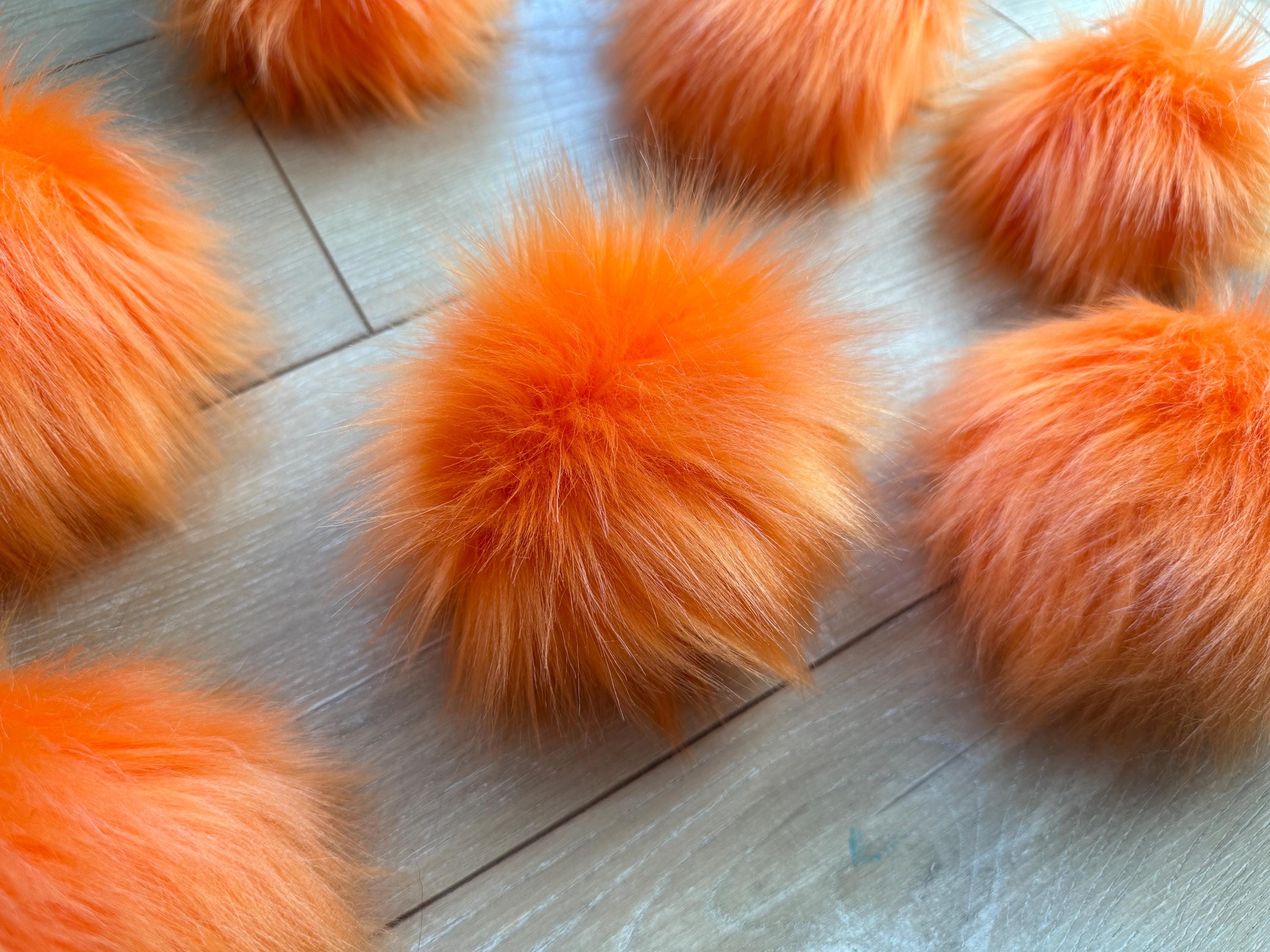 Orange Pom faux fur pom pom