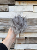 Grey Cheetah Faux fur Pom Pom