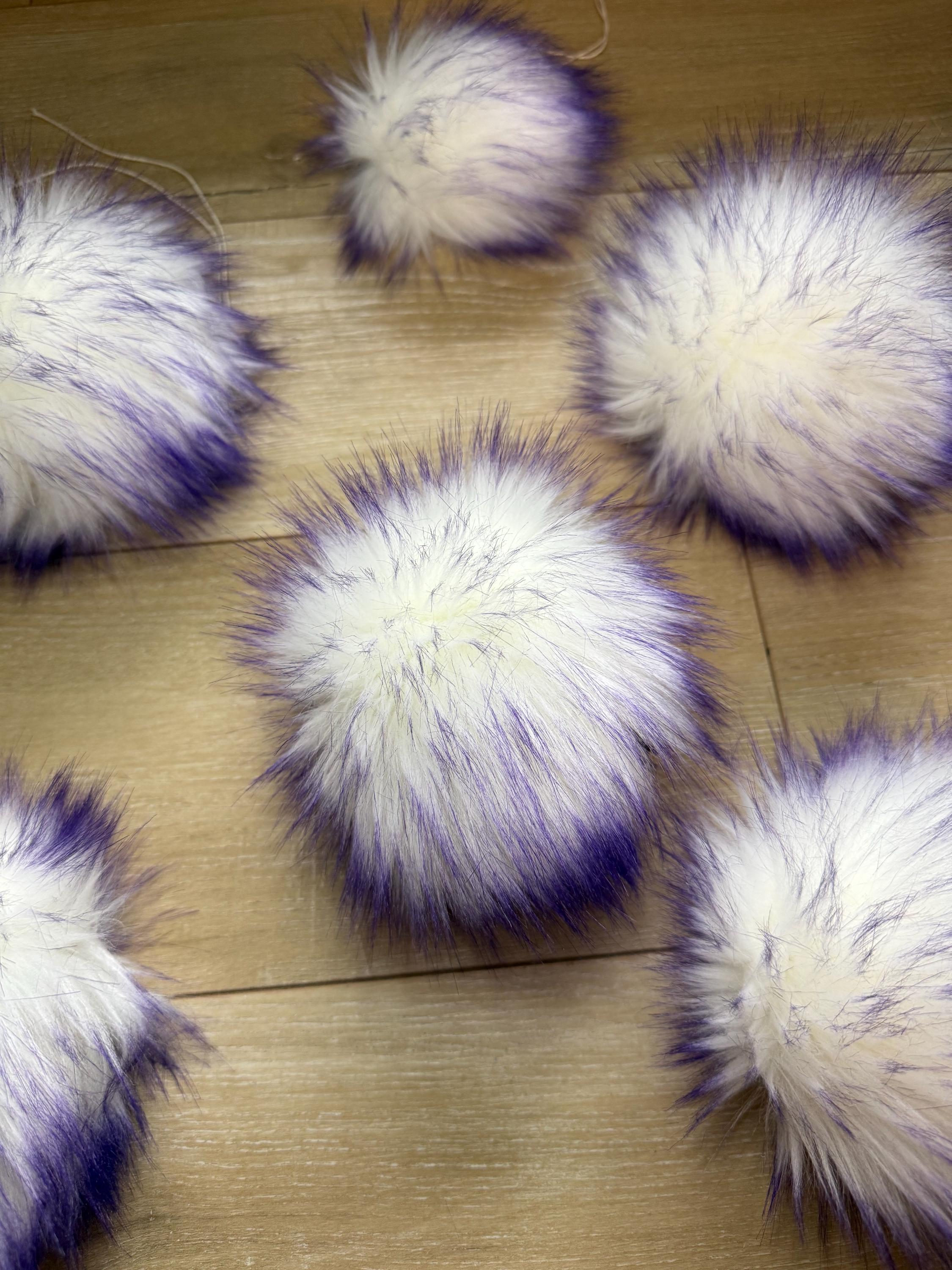 Purple tips Faux fur Pom Pom