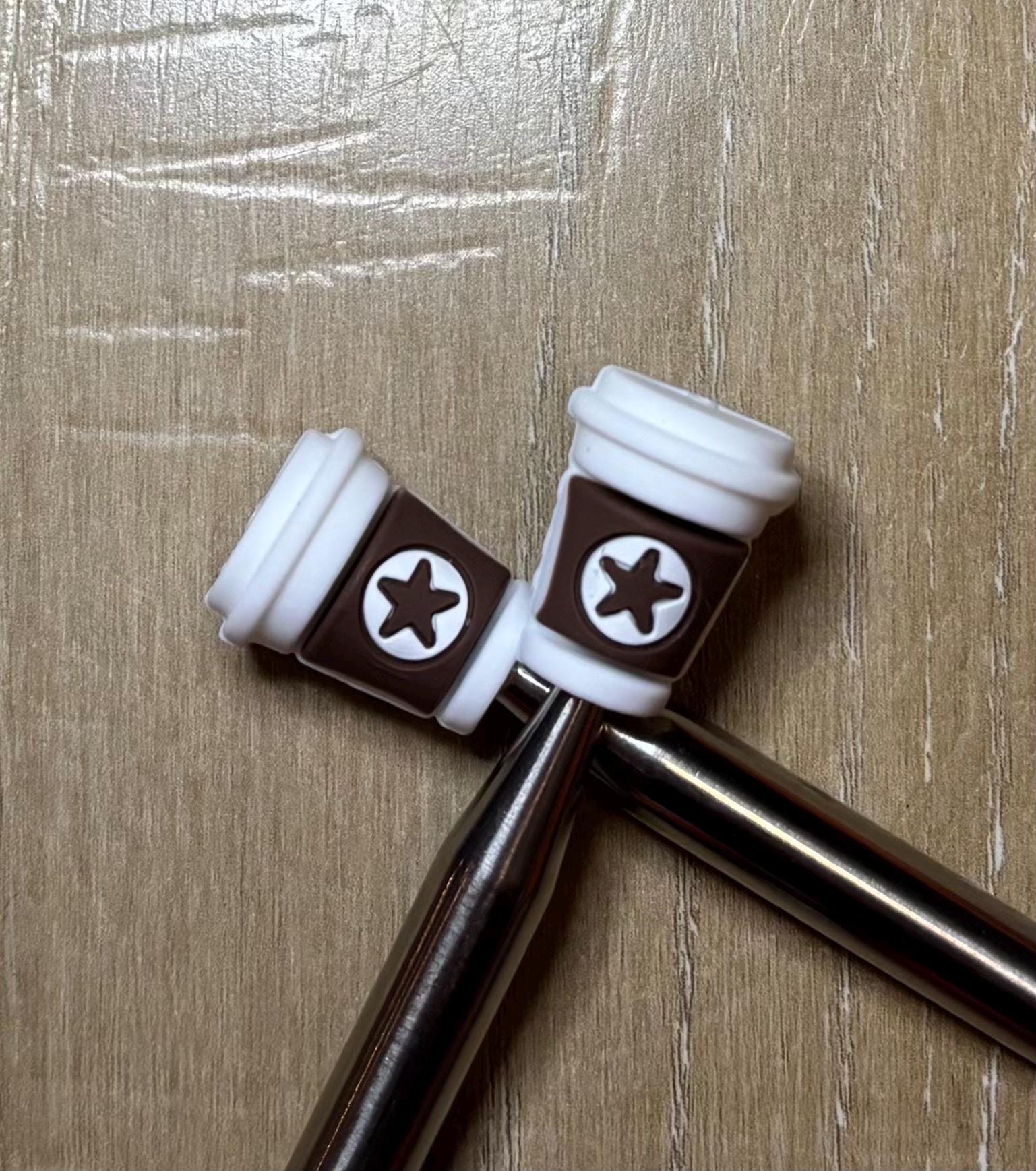 Coffee cup needle stoppers for knitting