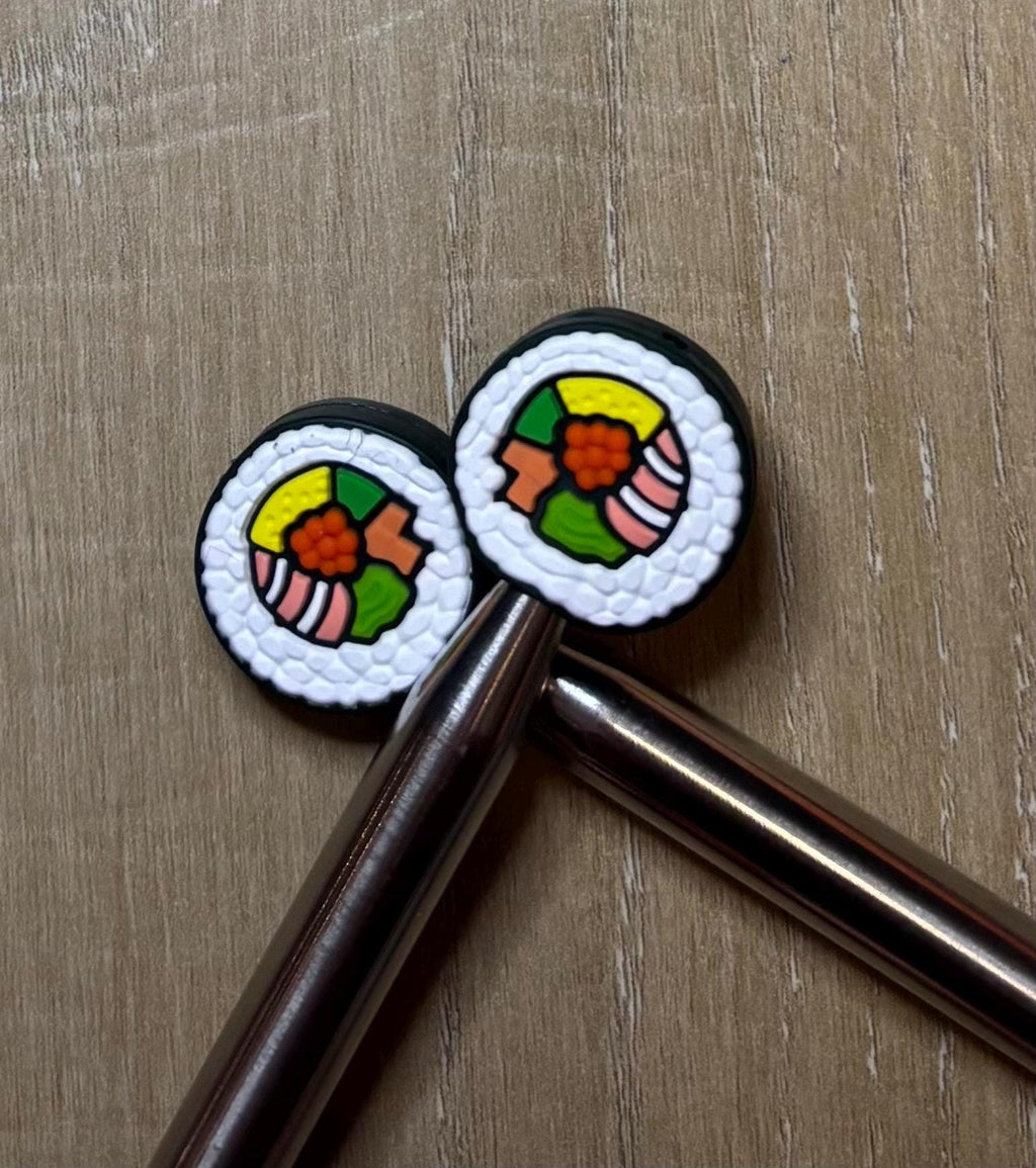 Sushi needle stoppers for knitting needles