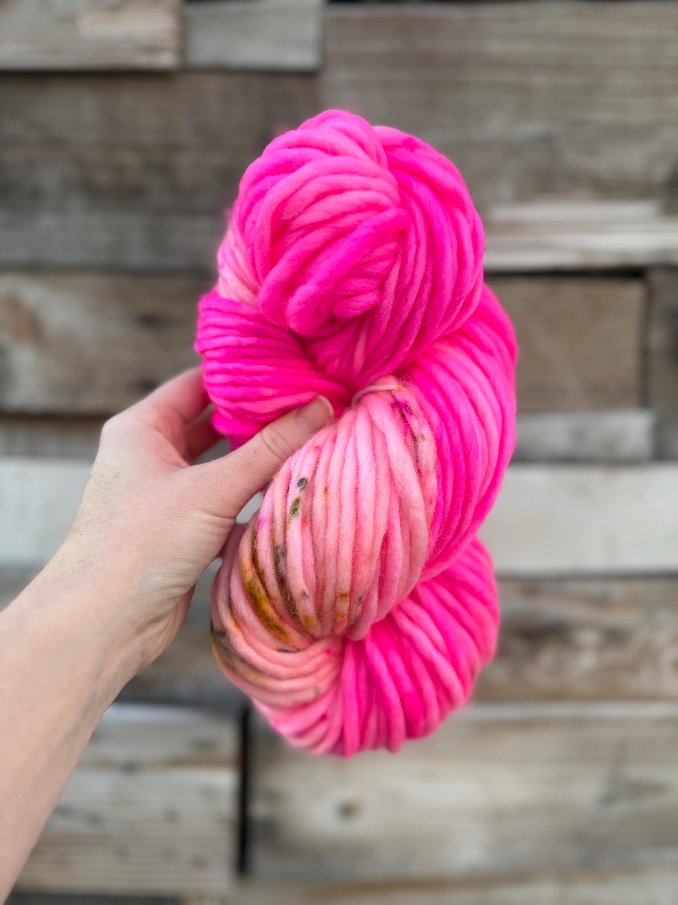 Pink garden Hand dyed super bulky merino wool yarn
