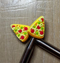 Pizza needle stoppers for knitting needles