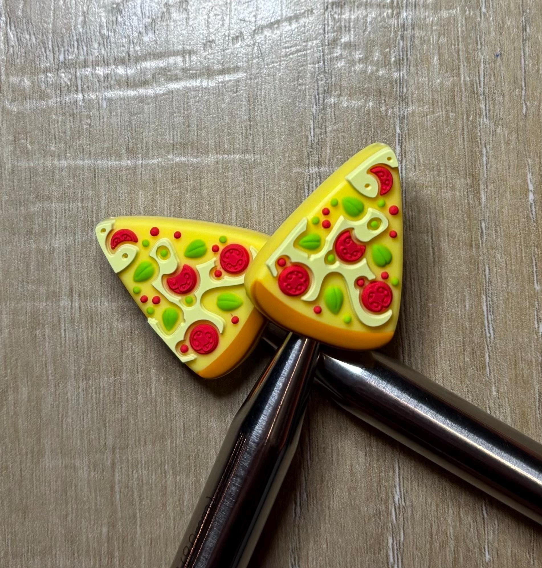 Pizza needle stoppers for knitting needles