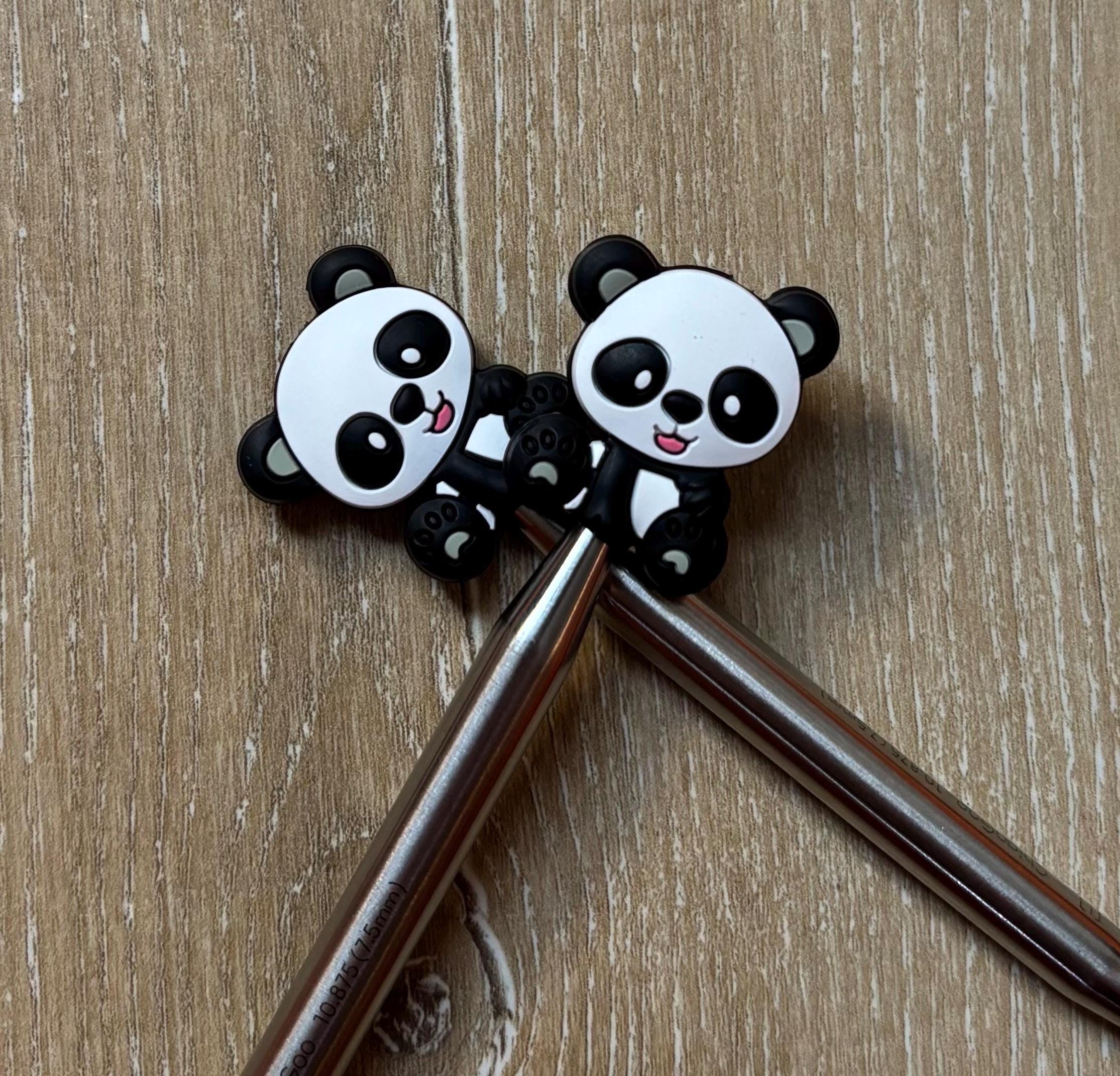 Panda needle stoppers for knitting needles