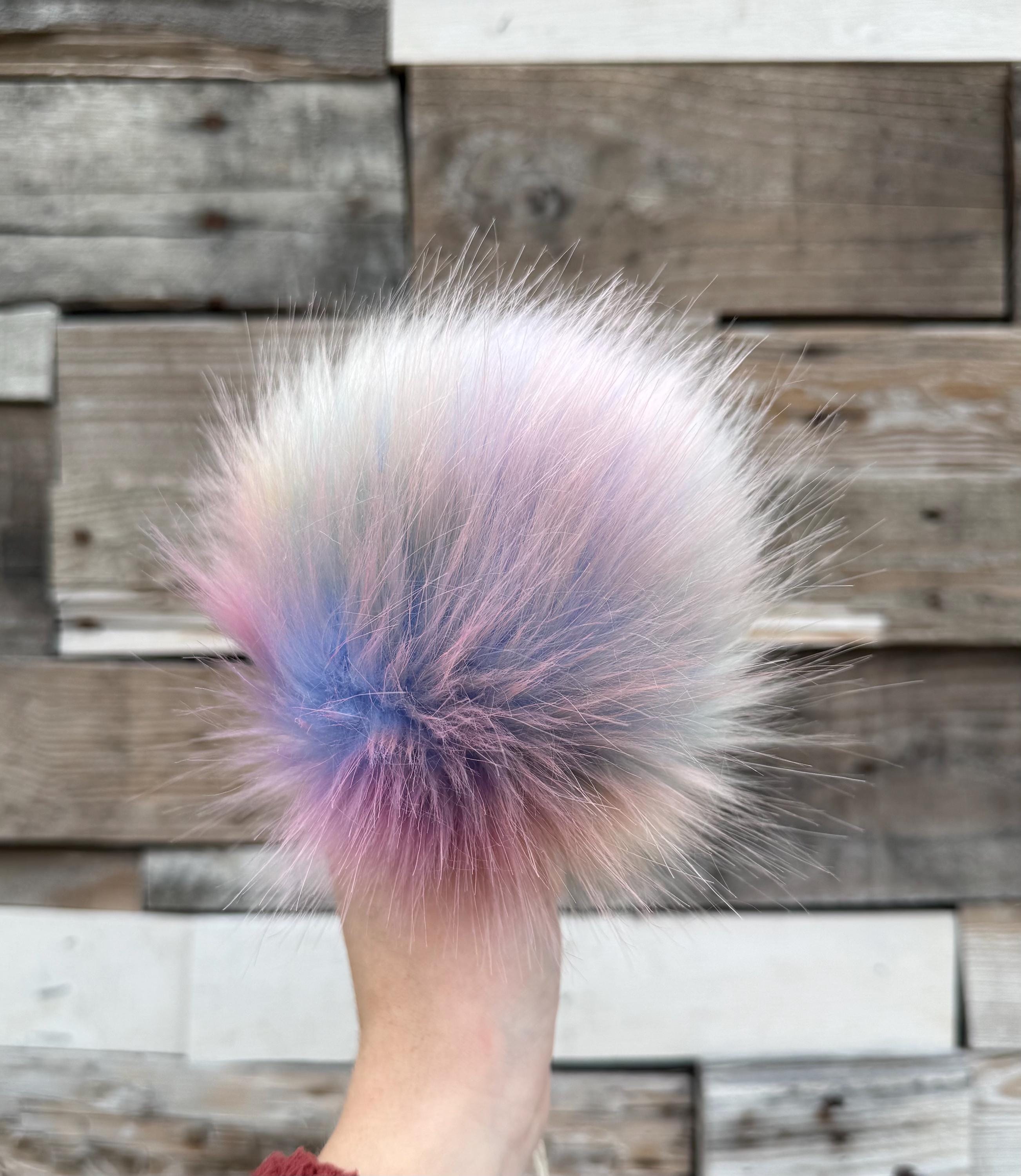 Opalescent luxe faux fur pom pom