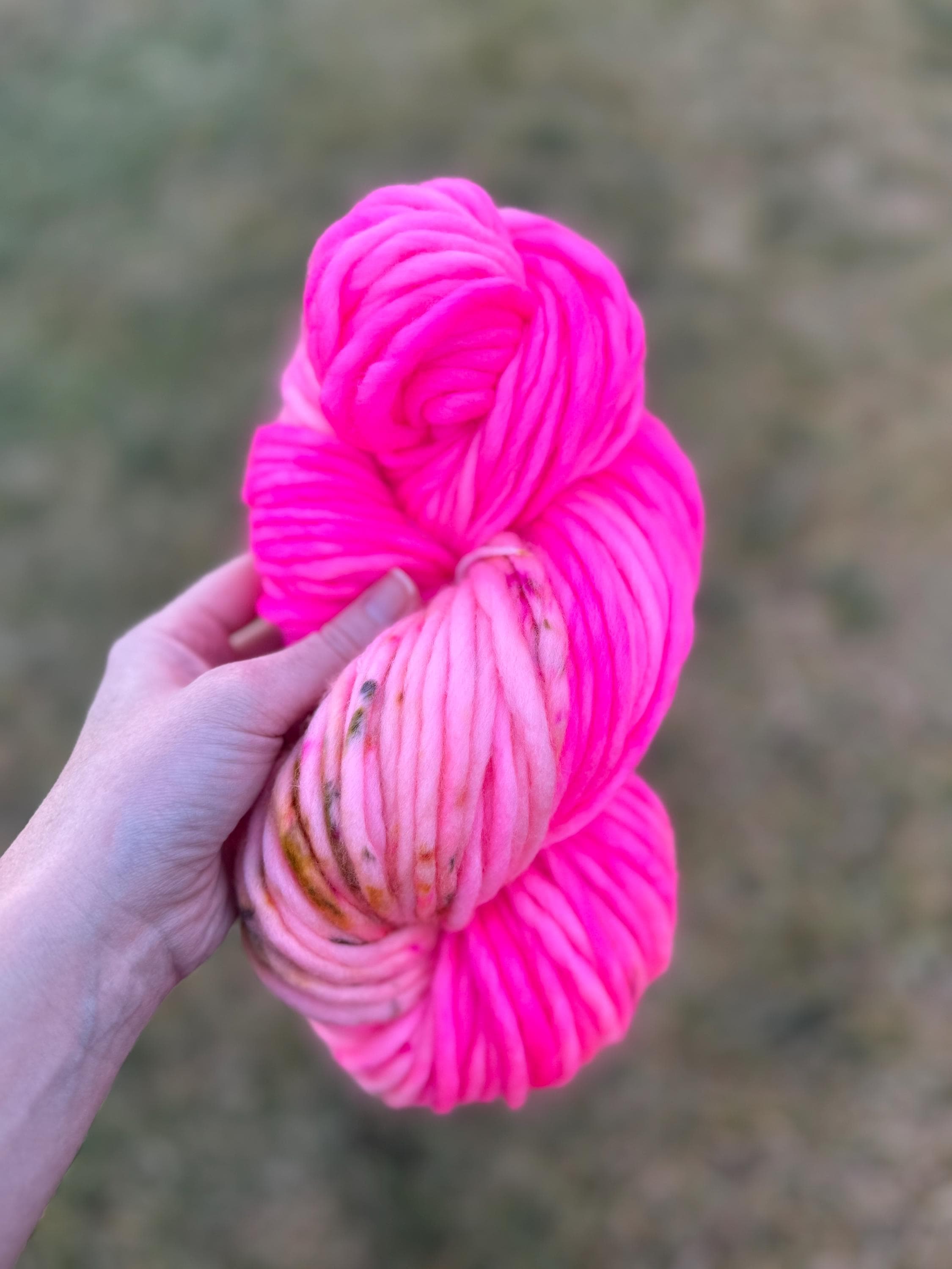 Pink garden Hand dyed super bulky merino wool yarn