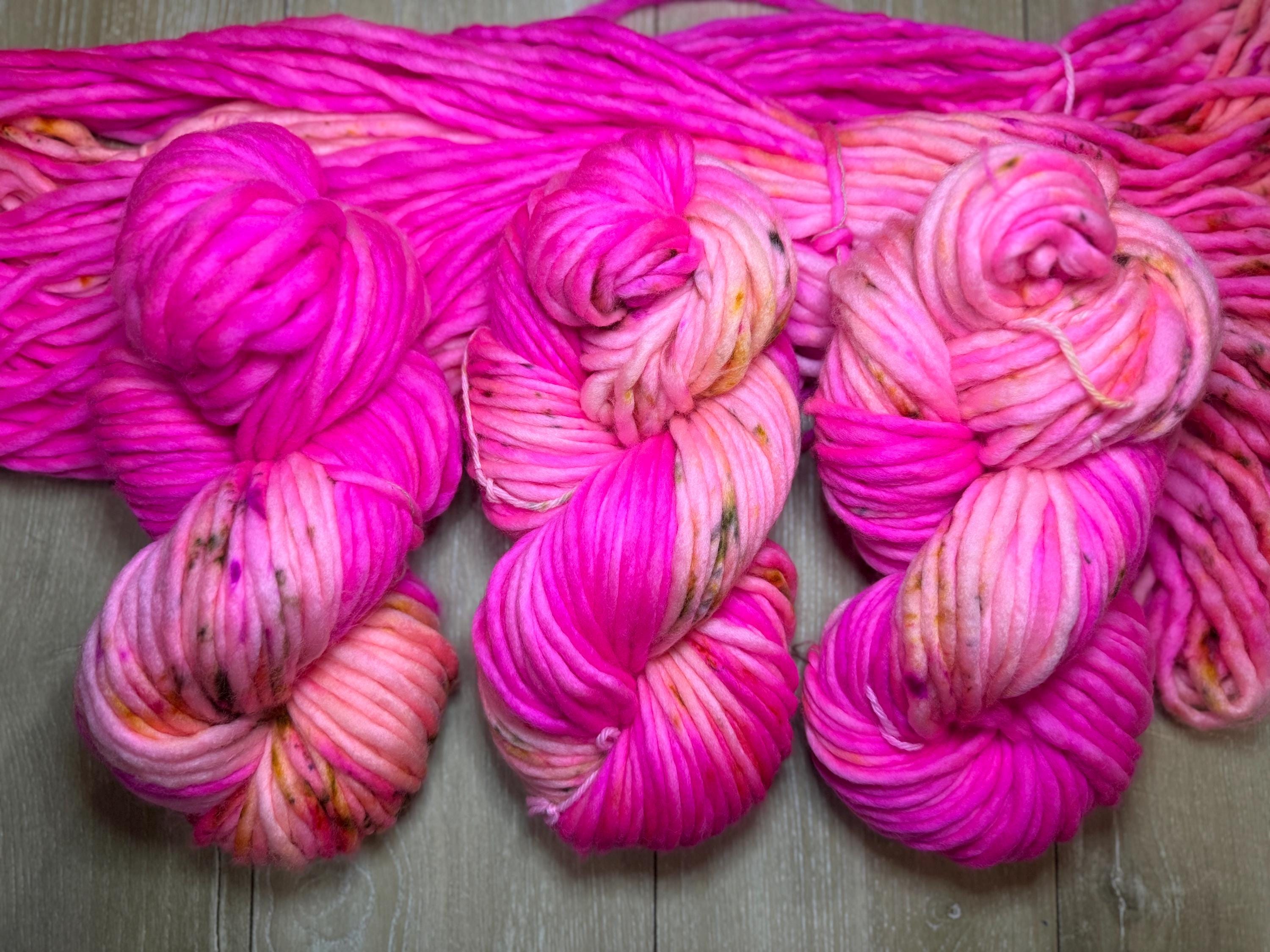 Pink garden Hand dyed super bulky merino wool yarn